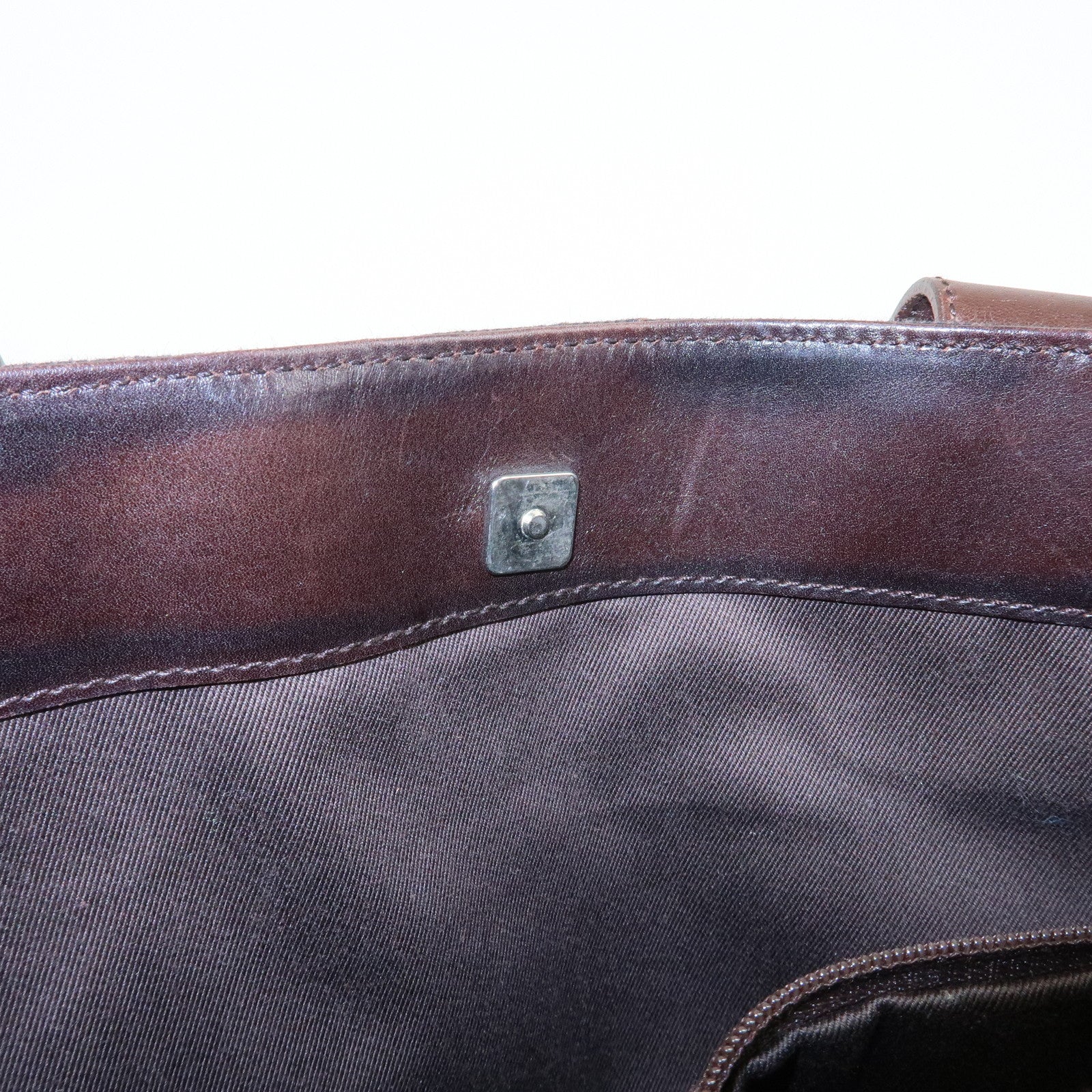 GUCCI GG Canvas Leather Hand Bag Tote Bag Dark Brown 73983