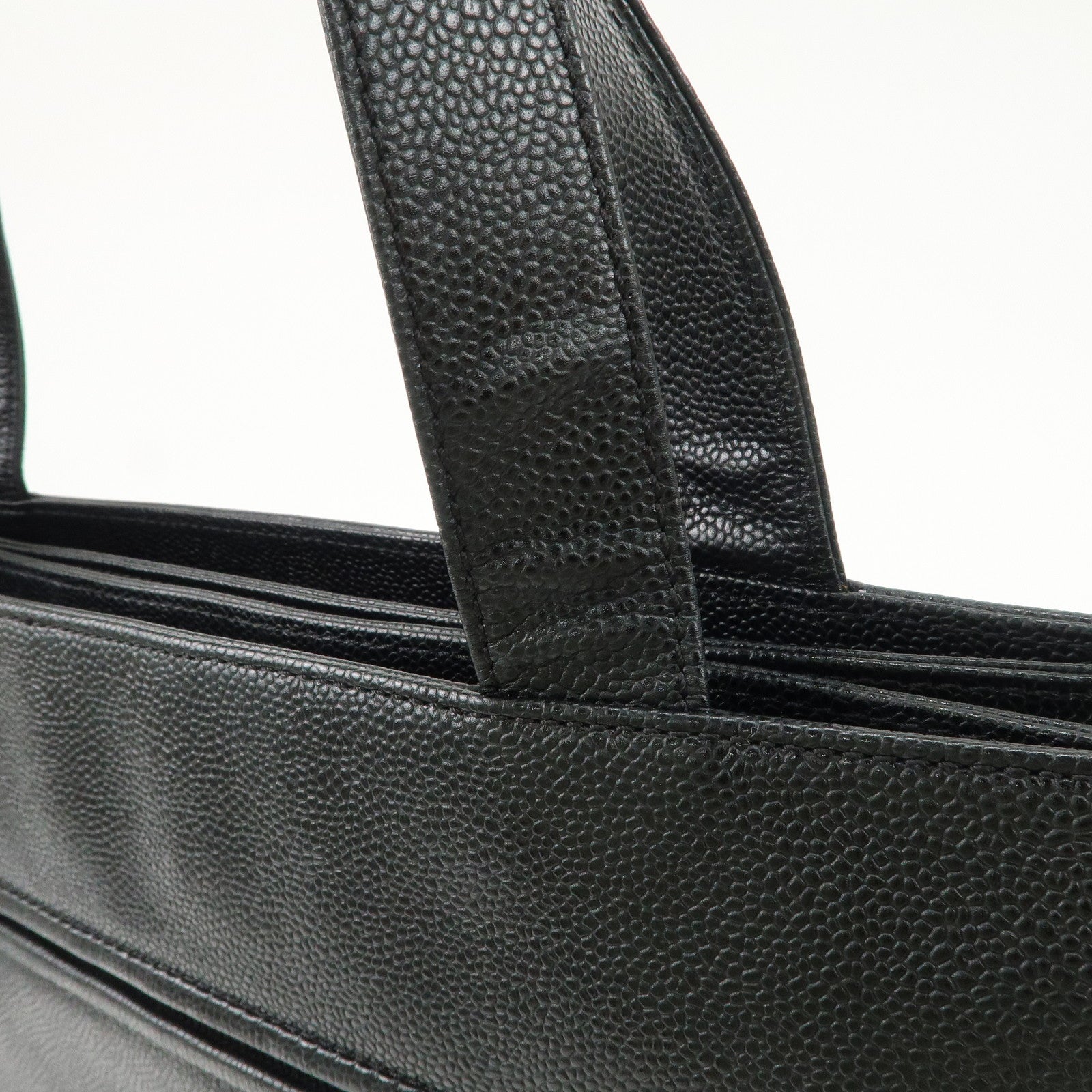 CHANEL COCO Mark Caviar Skin Tote Bag Hand Shoulder Bag Black Used
