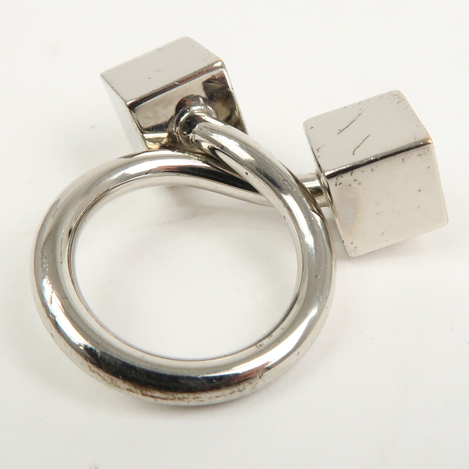 Louis Vuitton Logo Metal Cube Scarf Ring Silver