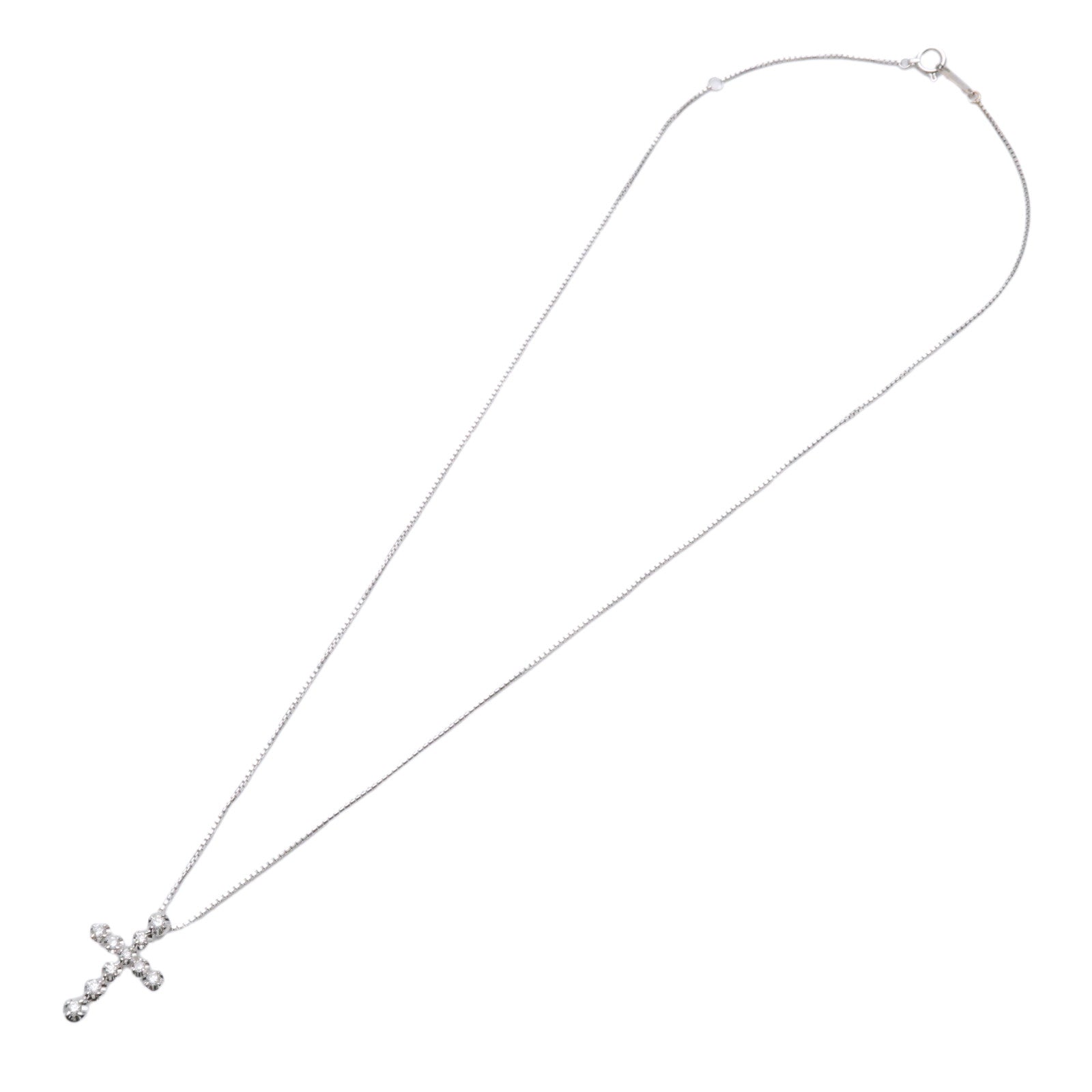 VENDOME AOYAMA Cross 10P Diamond Necklace 750WG 0.20ct White Gold
