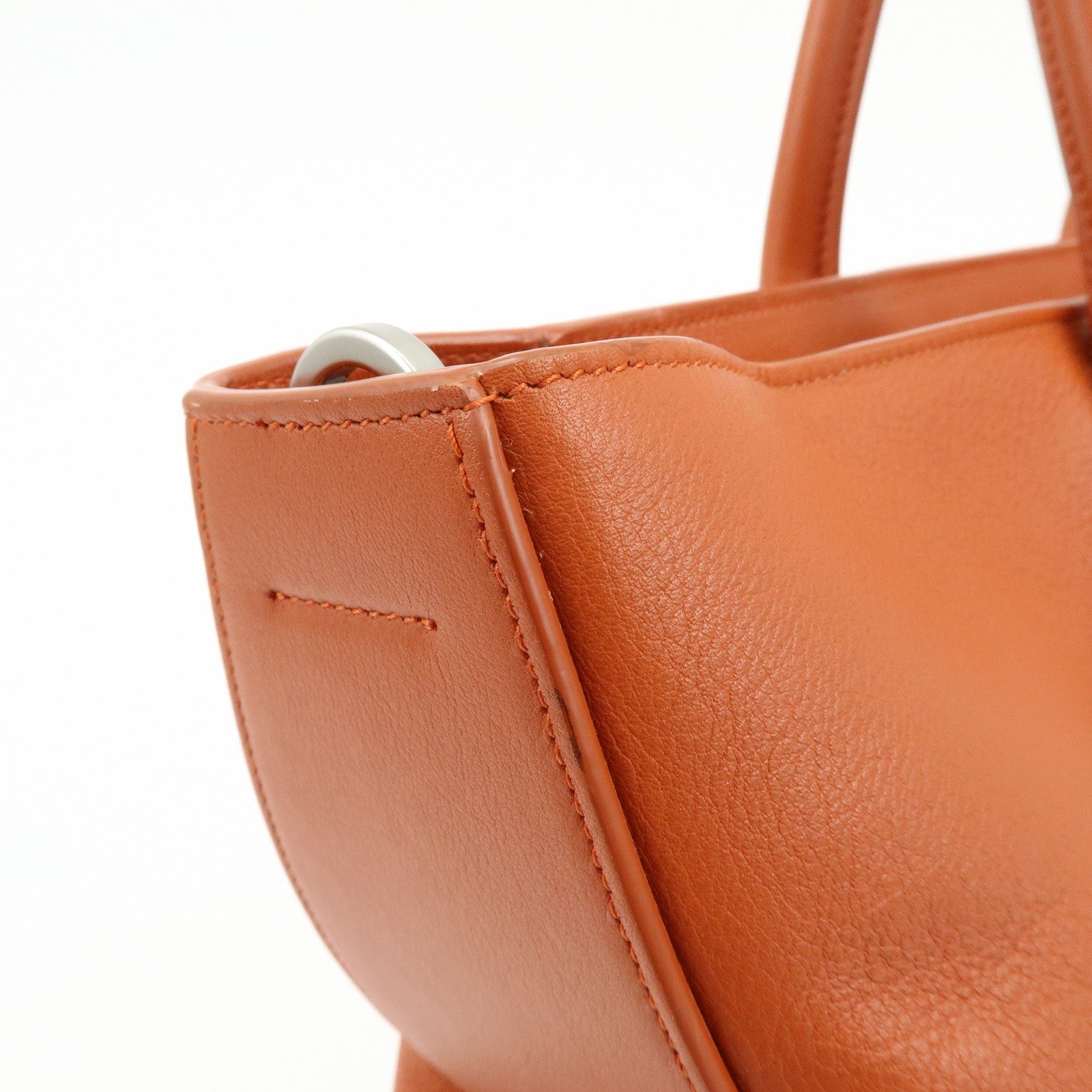 Ferragamo Logo Leather Tote Bag Hand Bag Orange