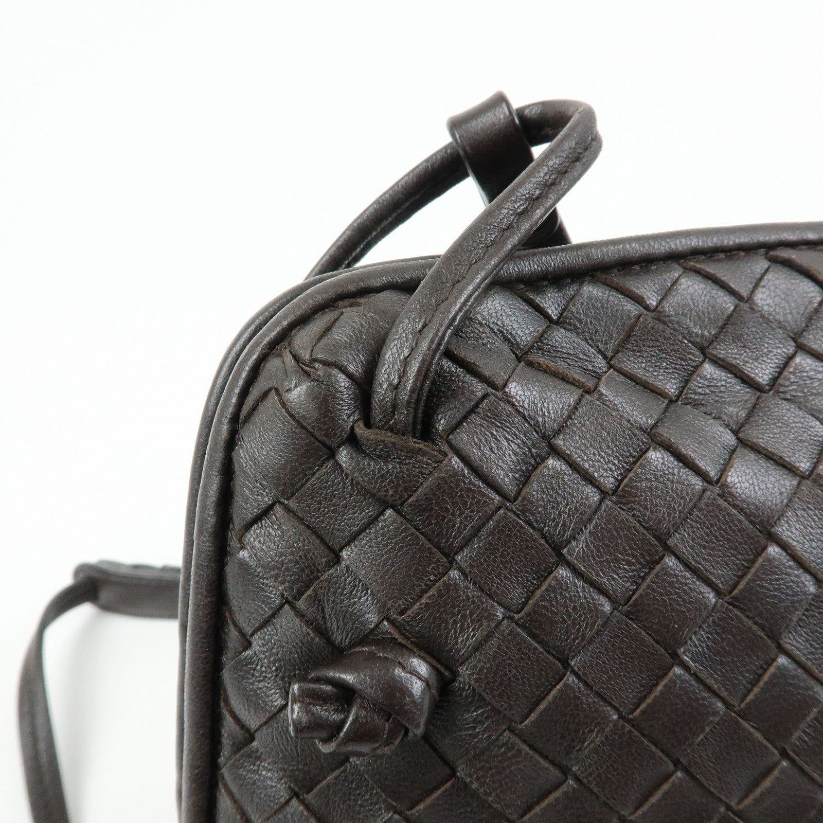 BOTTEGA VENETA Intrecciato Nodini Leather Shoulder Bag Brown 245354