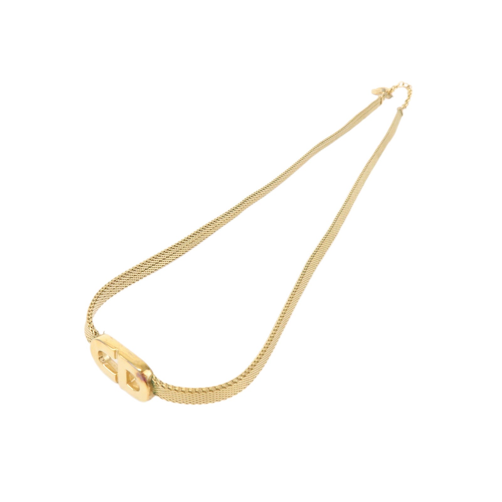 Christian Dior CD Logo Metal Necklace Choker Gold