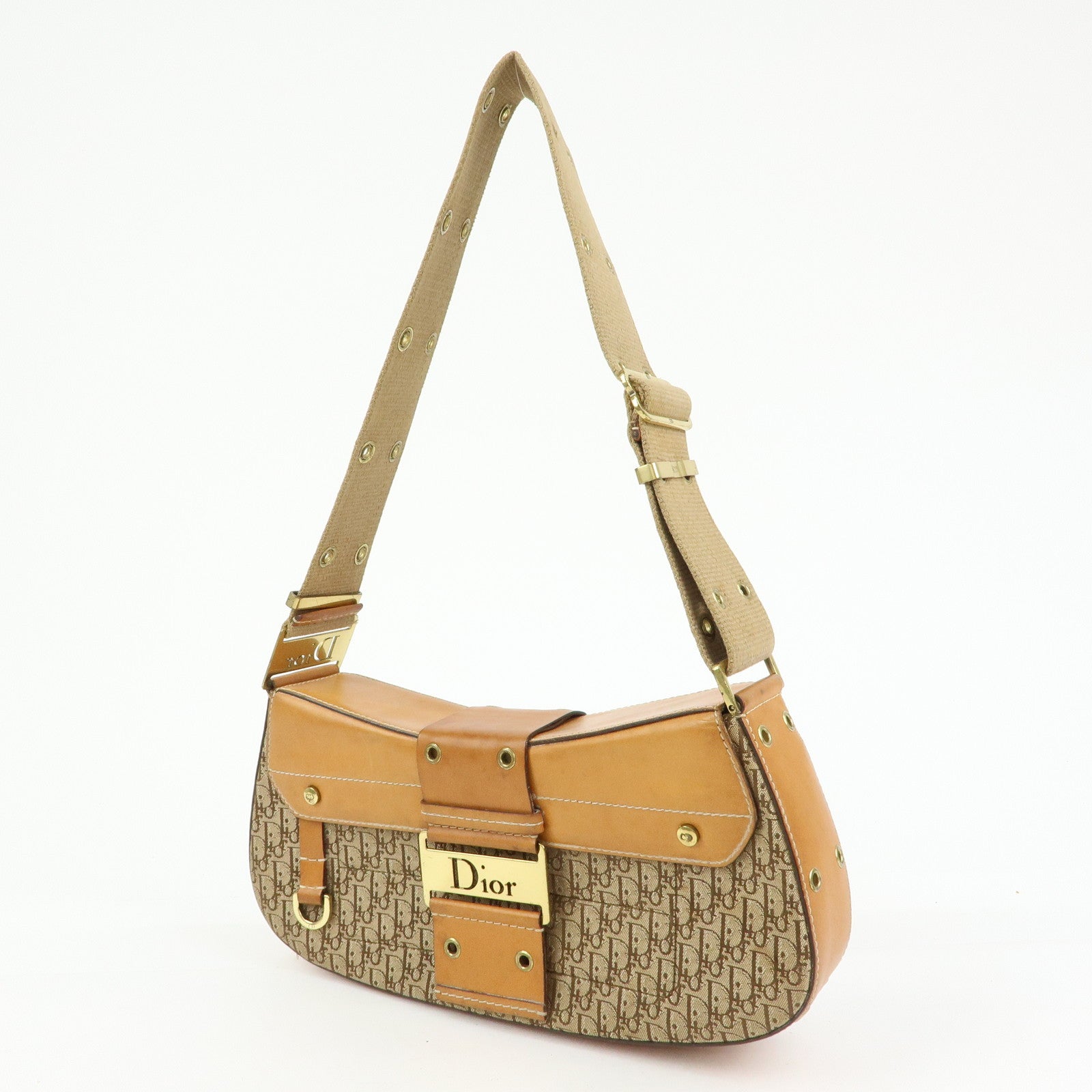 Christian Dior Trotter Street Chic Canvas Leather Shoulder Bag