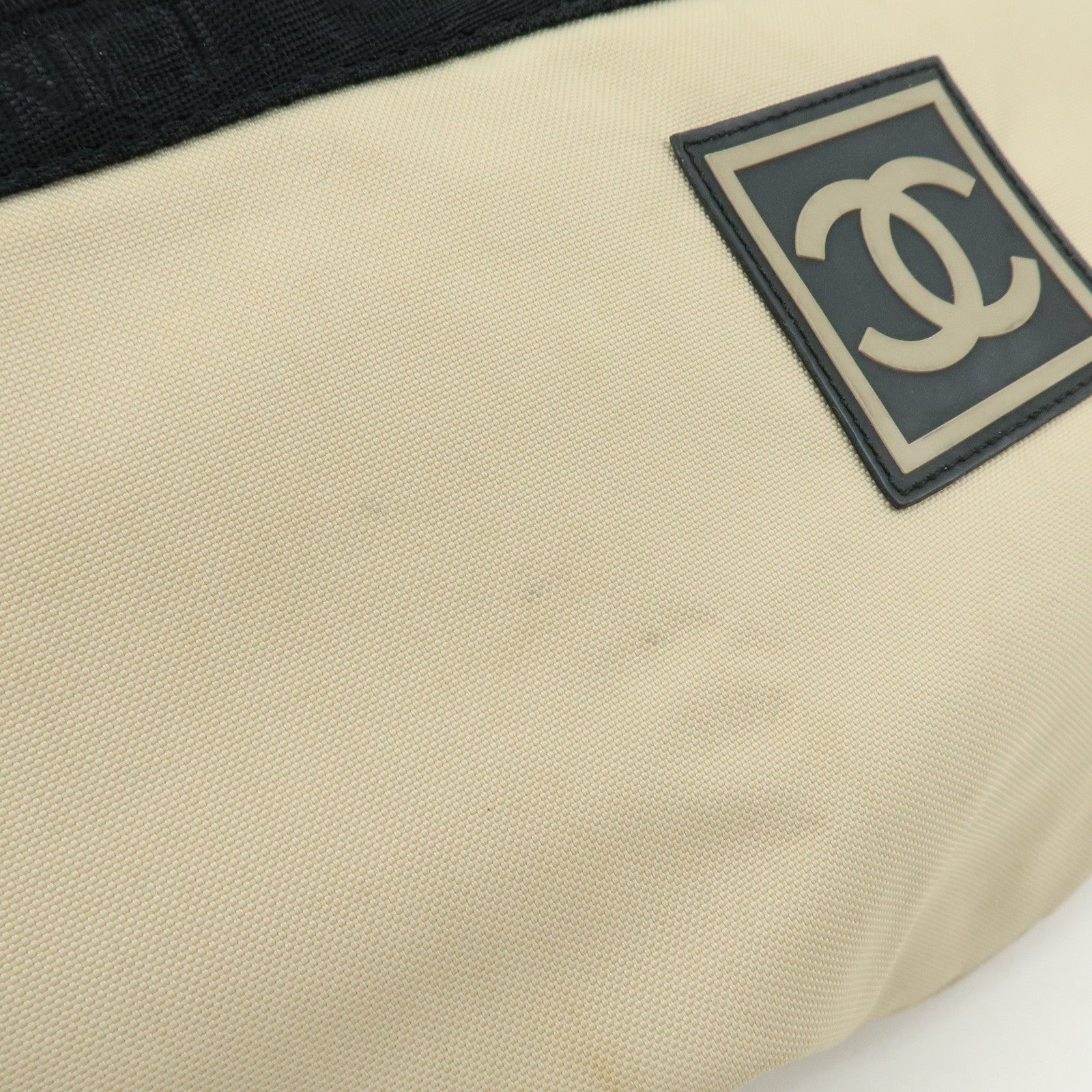 CHANEL Sports Line Nylon Banana Bag Waist Bag Crossbody Bag Beige