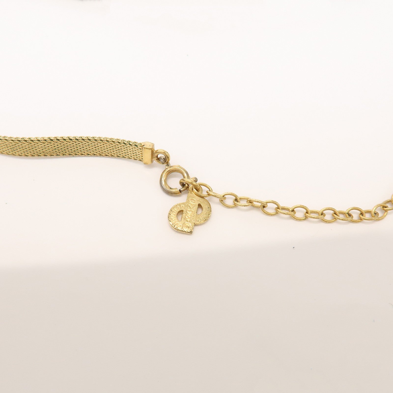 Christian Dior CD Logo Metal Necklace Choker Gold