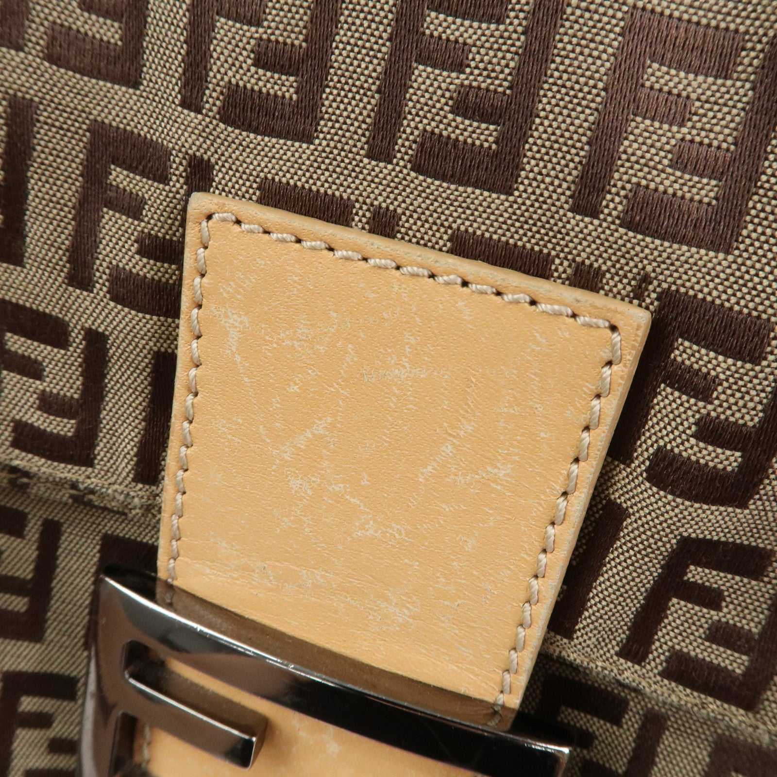 FENDI Zucchino Canvas Leather Shoulder Bag Hand Bag Brown 8BR090