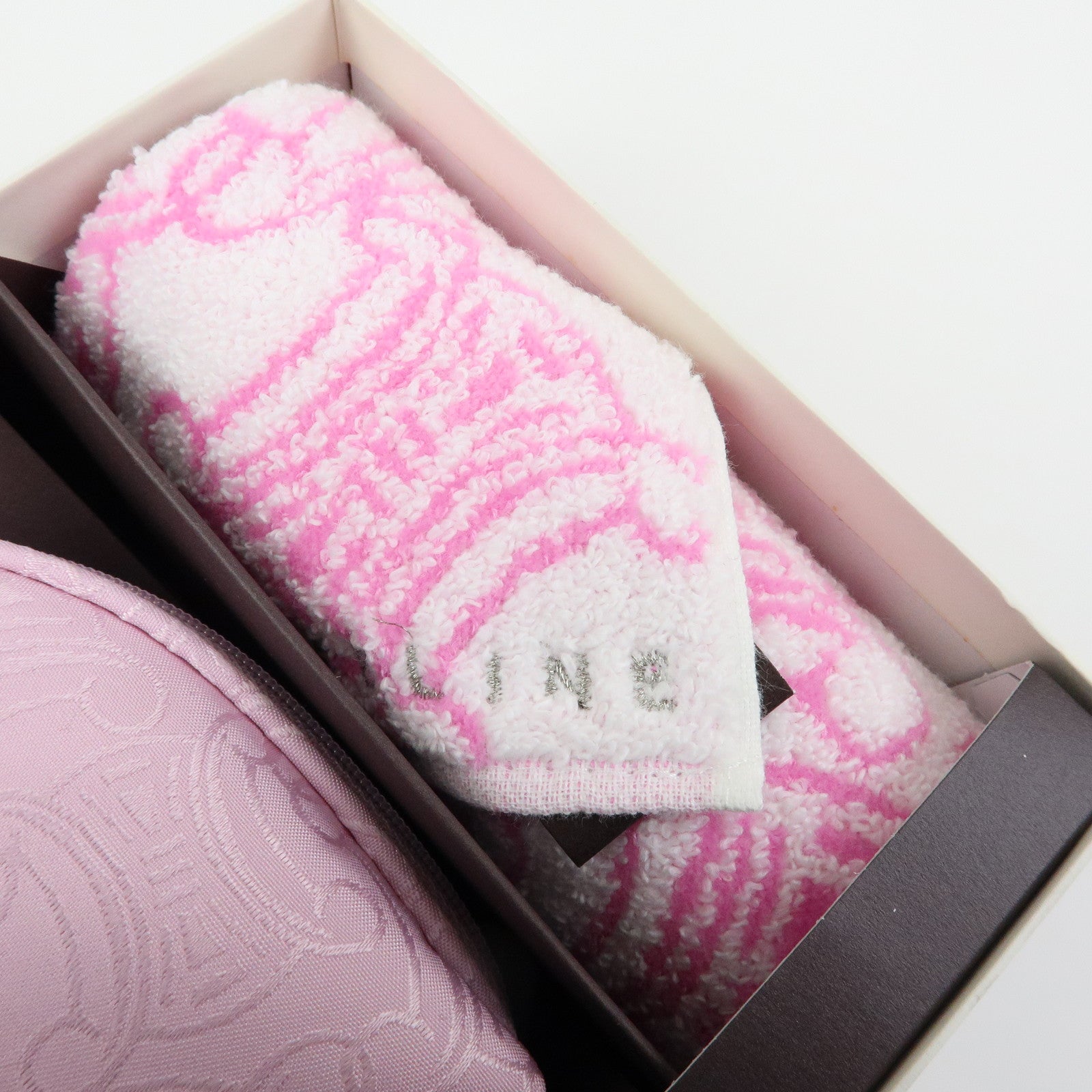 CELINE Macadam Set of 2 Canvas Cotton Cosmetic Case Mini Towel Pink