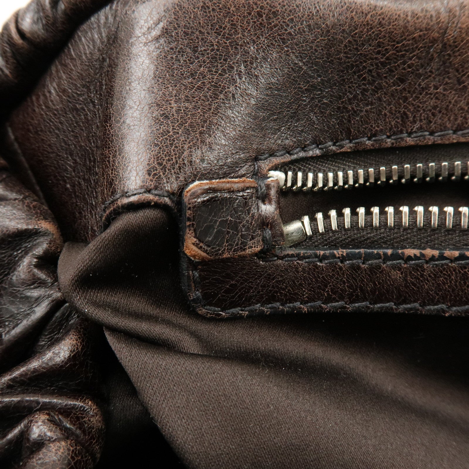 MIU MIU Matelasse Leather 2Way Bag Hand Bag Shoulder Bag Dark Brown