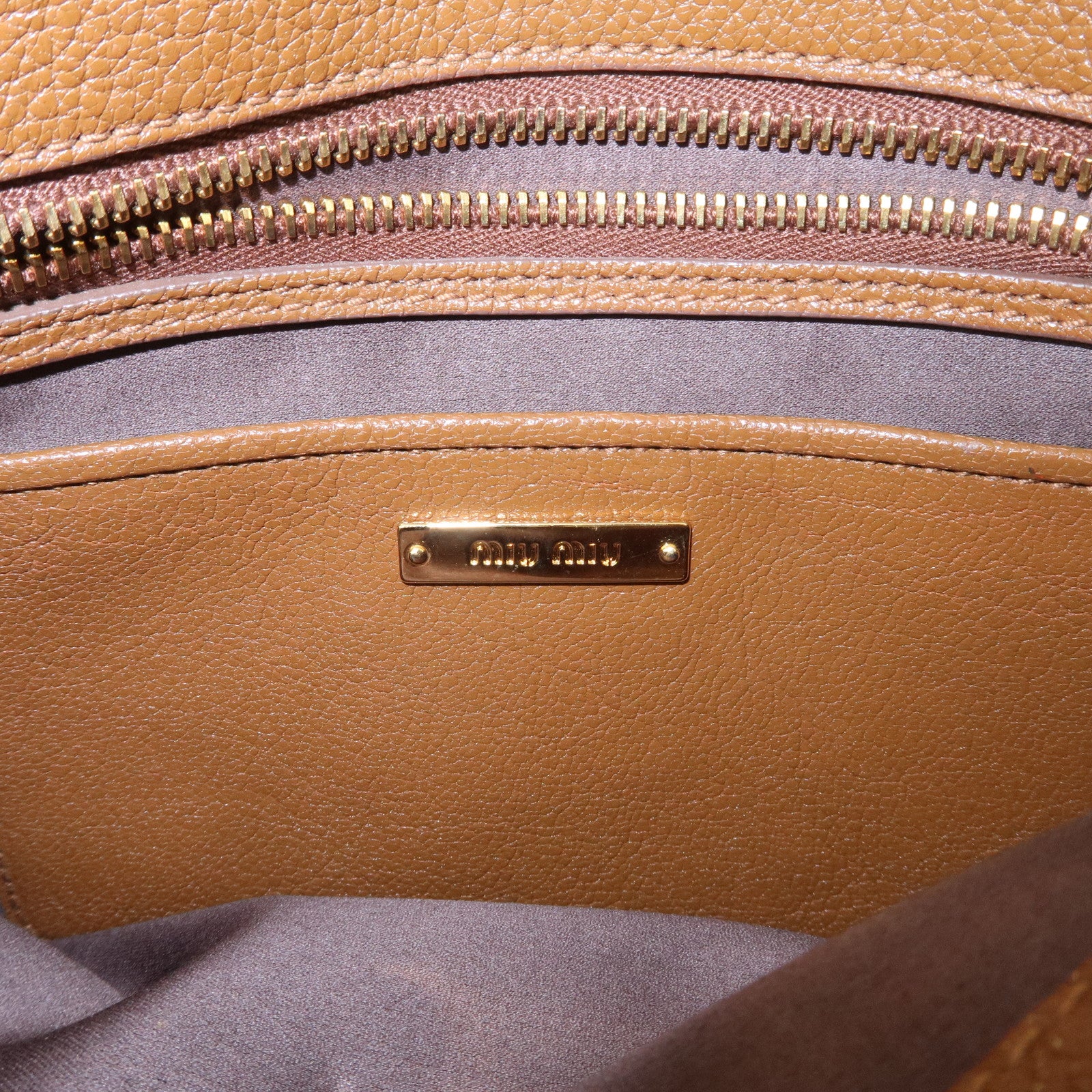 MIU MIU Leather 2Way Bag Hand Bag Brown Gold HDW RN0726 Used