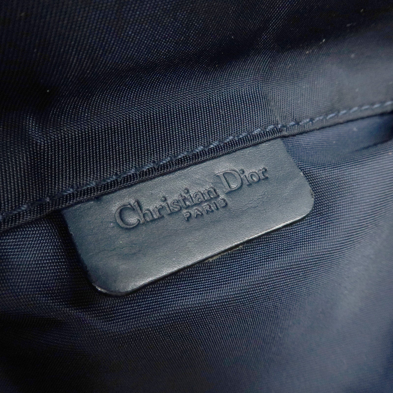 Christian Dior Trotter Jacquard Canvas Leather Cosmetic Pouch Navy