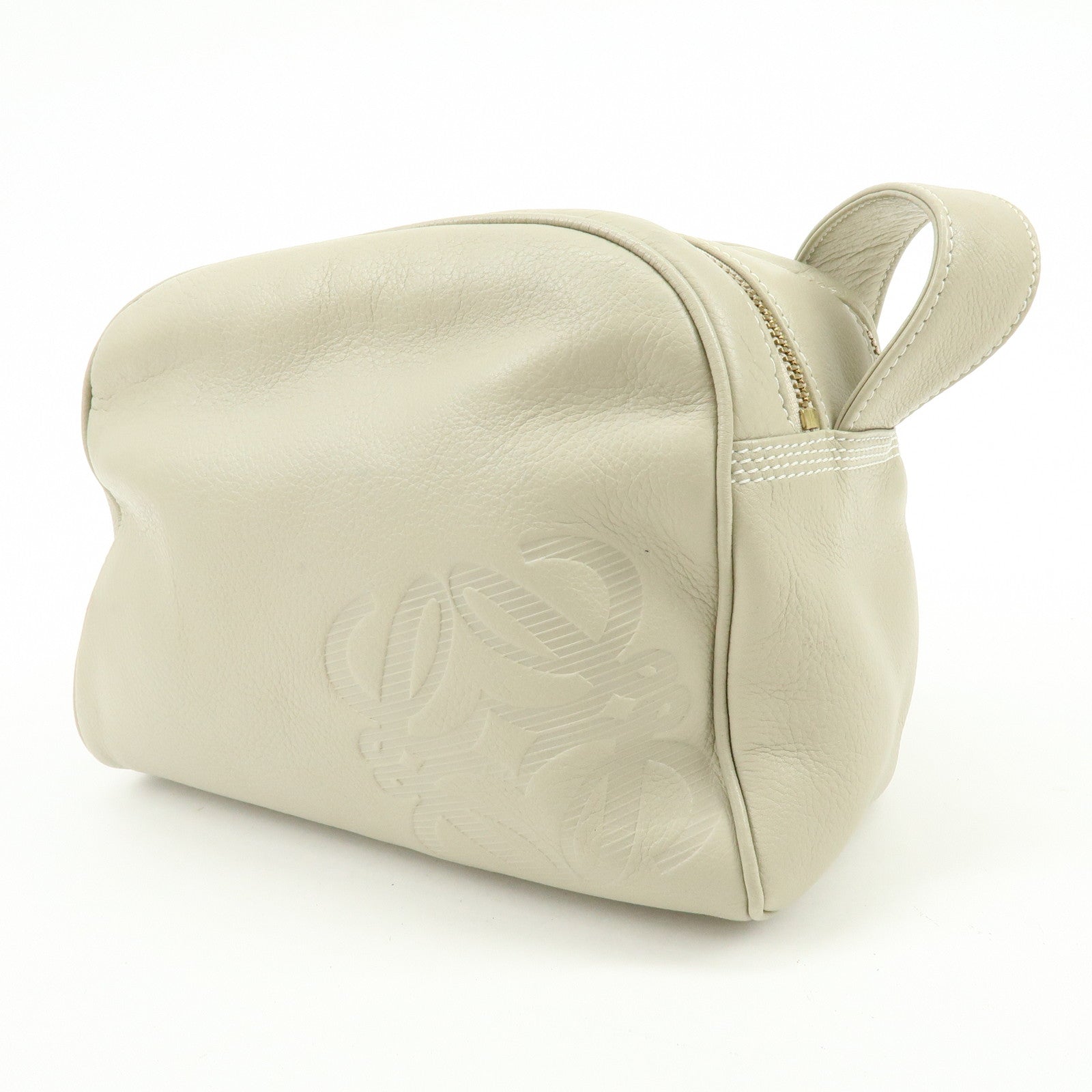 LOEWE Anagram Leather Shoulder Bag Crossbody Bag Ivory