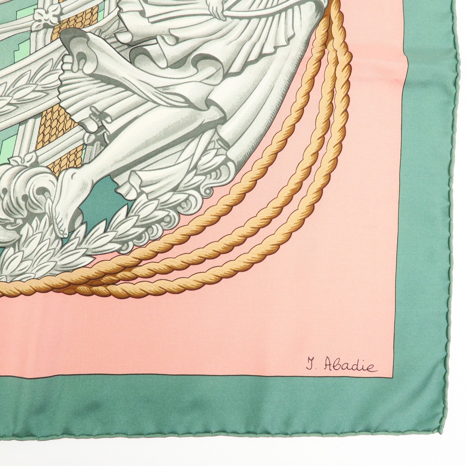 HERMES Carre 90 Silk 100% Scarf Sailing Age Sailing Ship Angel