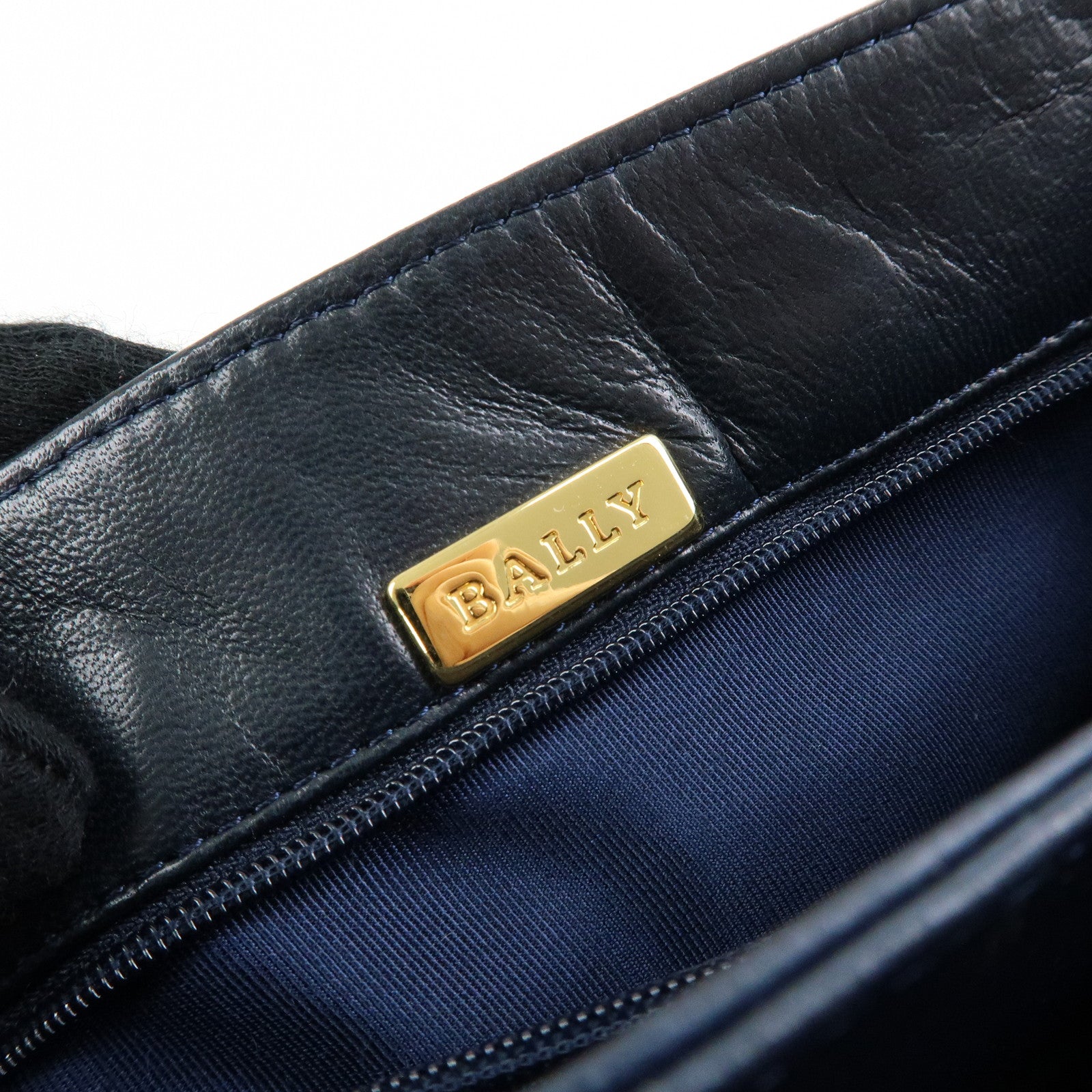 BALLY Suede Leather Shoulder Bag Crossbody Bag Dark Navy