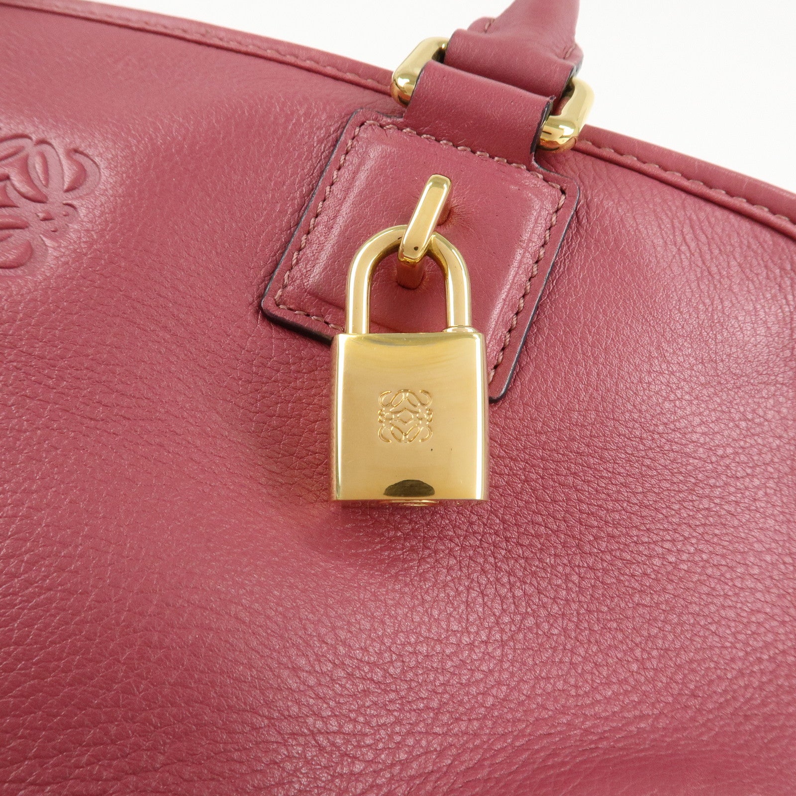 LOEWE Anagram Amazona 28 Leather Hand Bag Pink Used