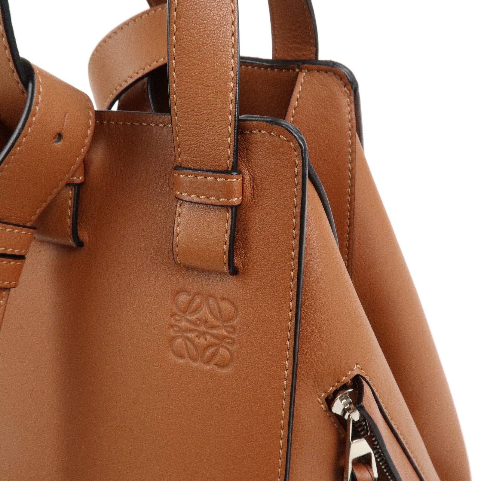 LOEWE Anagram Leather Hammock Small Shoulder Crossbody Bag Brown