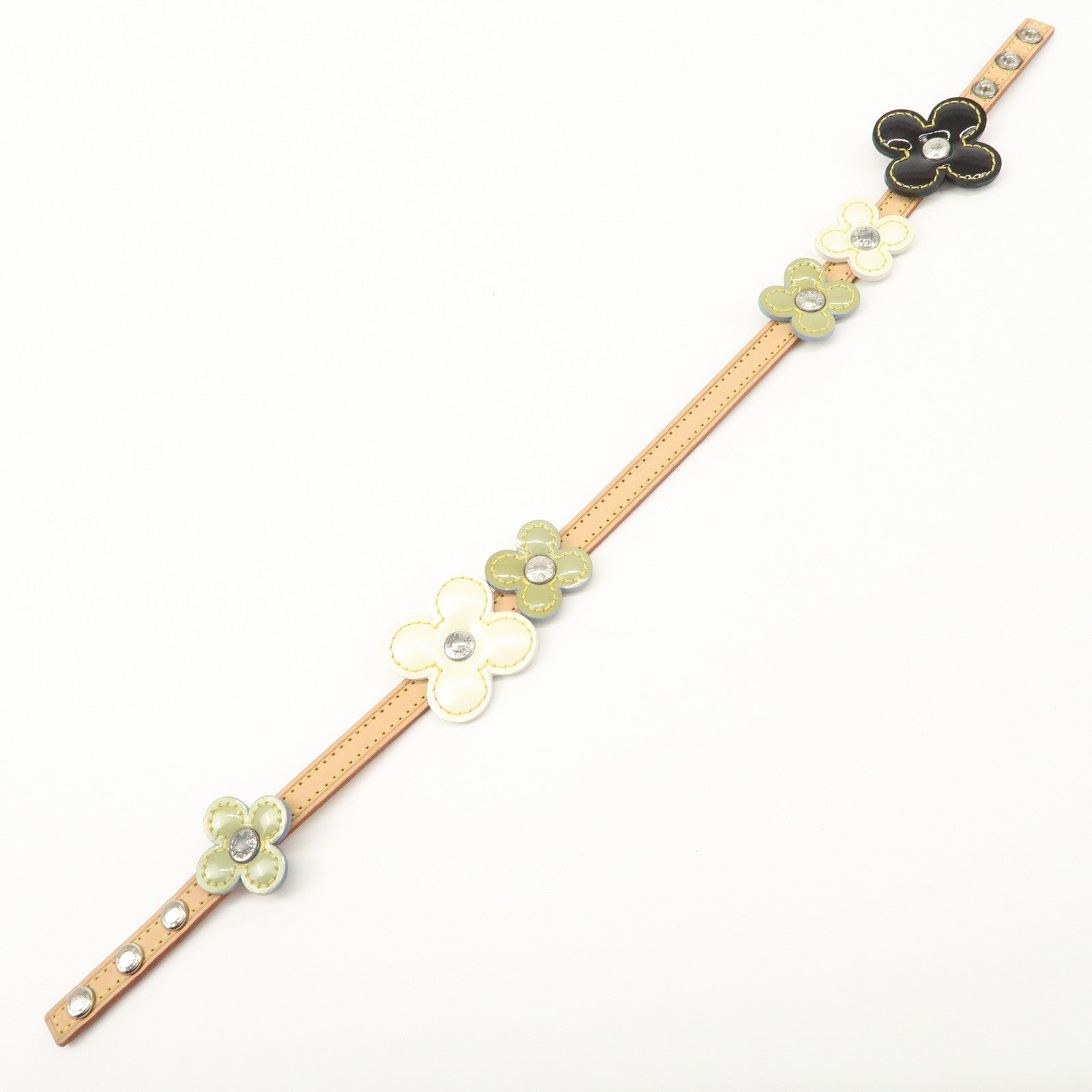 Louis Vuitton Nume Leather Vernis Lethear Flower Lexington Choker Bracelet Natural M92252