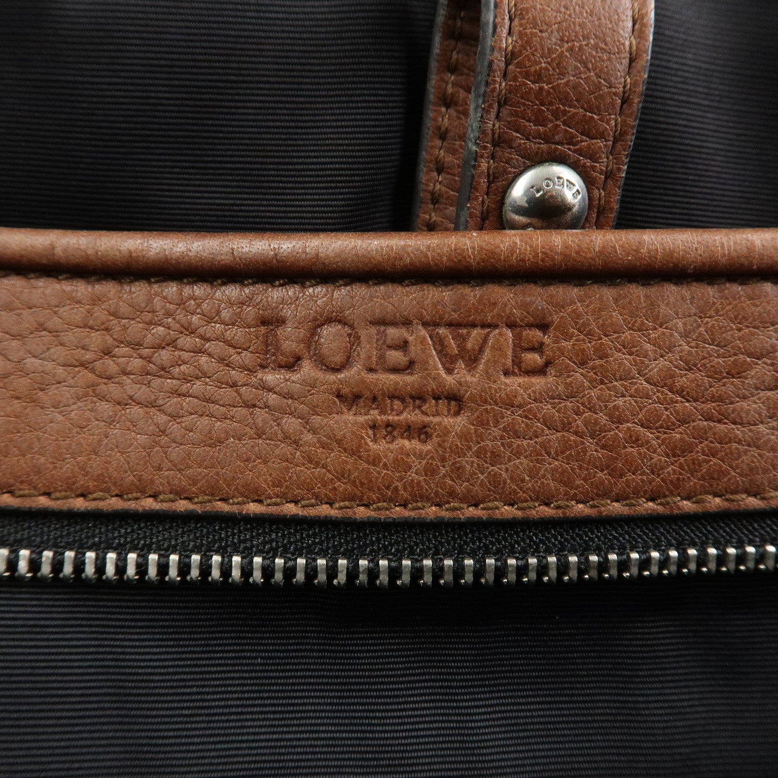 LOEWE Heritage Logo Leather Shoulder Bag Crossbody Bag Brown