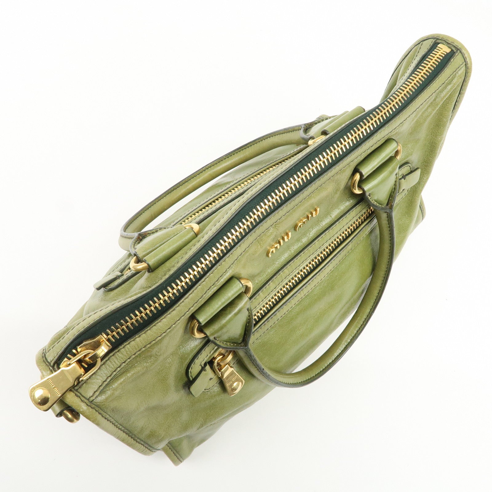 MIU MIU 2Way Bag Hand Bag Shoulder Bag Light Green RL0043