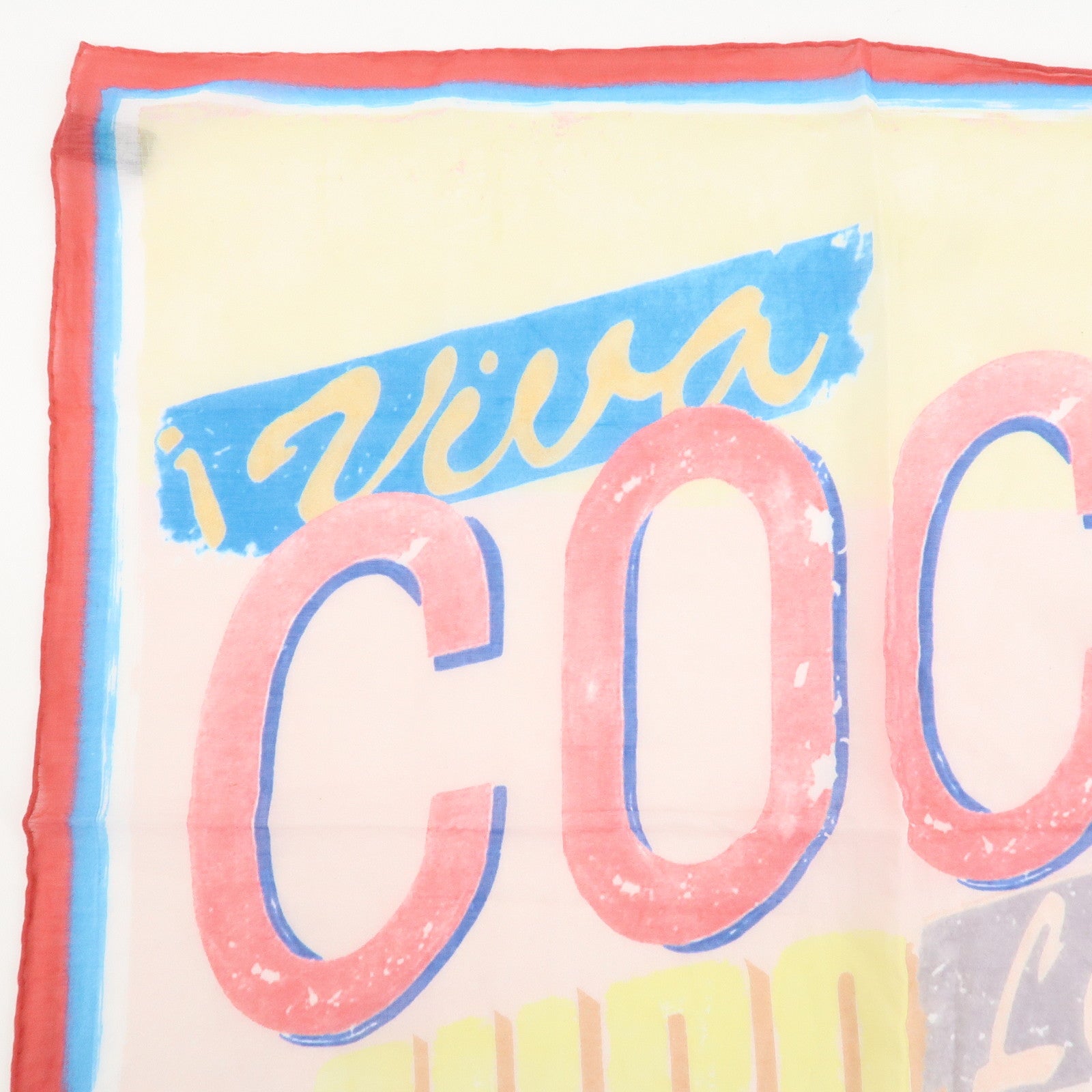 CHANEL Cotton 100% Scarf Handkerchief Multicolor Pink Used