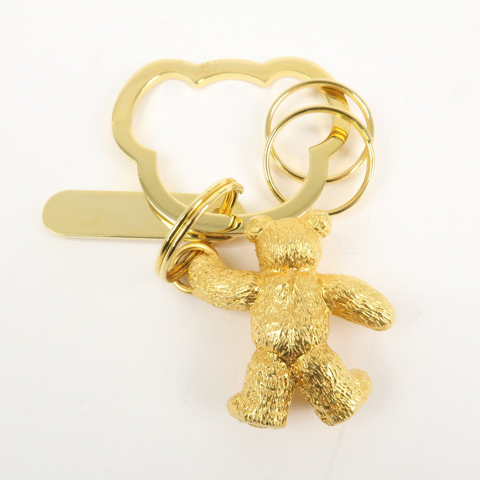 MIKIMOTO Metal Teddy Bear Bag Charm Key Chain Gold