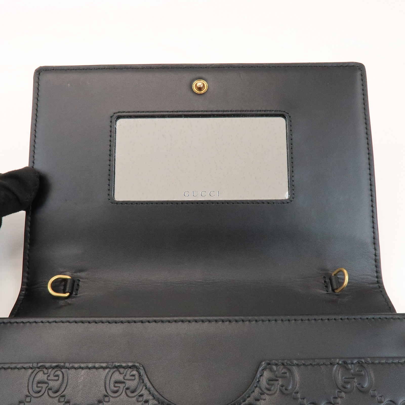 GUCCI Guccissima Leather Chain Long Wallet Cat Black 548060