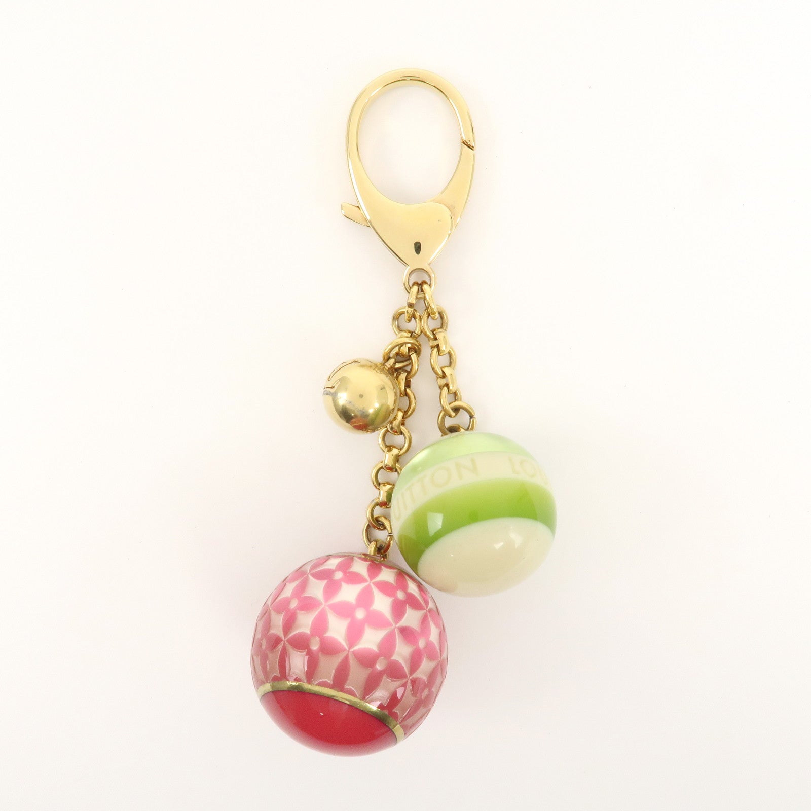 Louis Vuitton Bijoux Sac Mini Lin Bag Charm Pink Green Gold M95507 Used