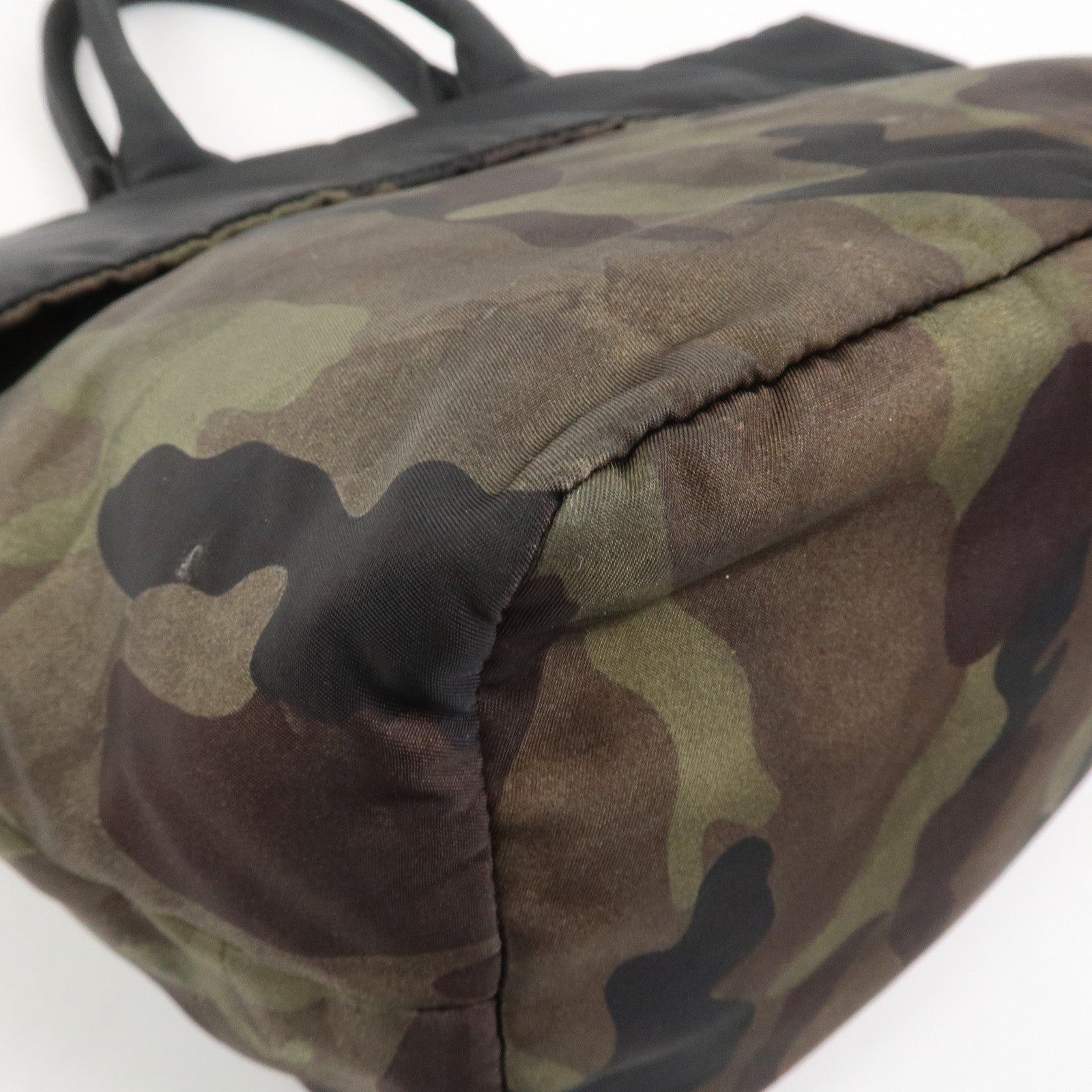 PRADATriangle Logo Nylon 2Way Hand Shoulder Bag Black Khaki BN1959