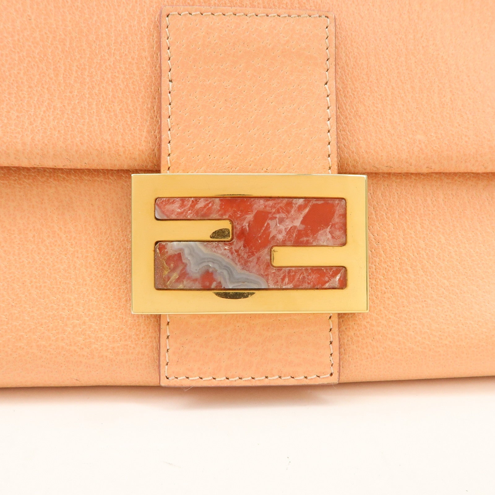 FENDI Mamma Baguette Leather Hand Bag Shoulder Bag Pink 26325