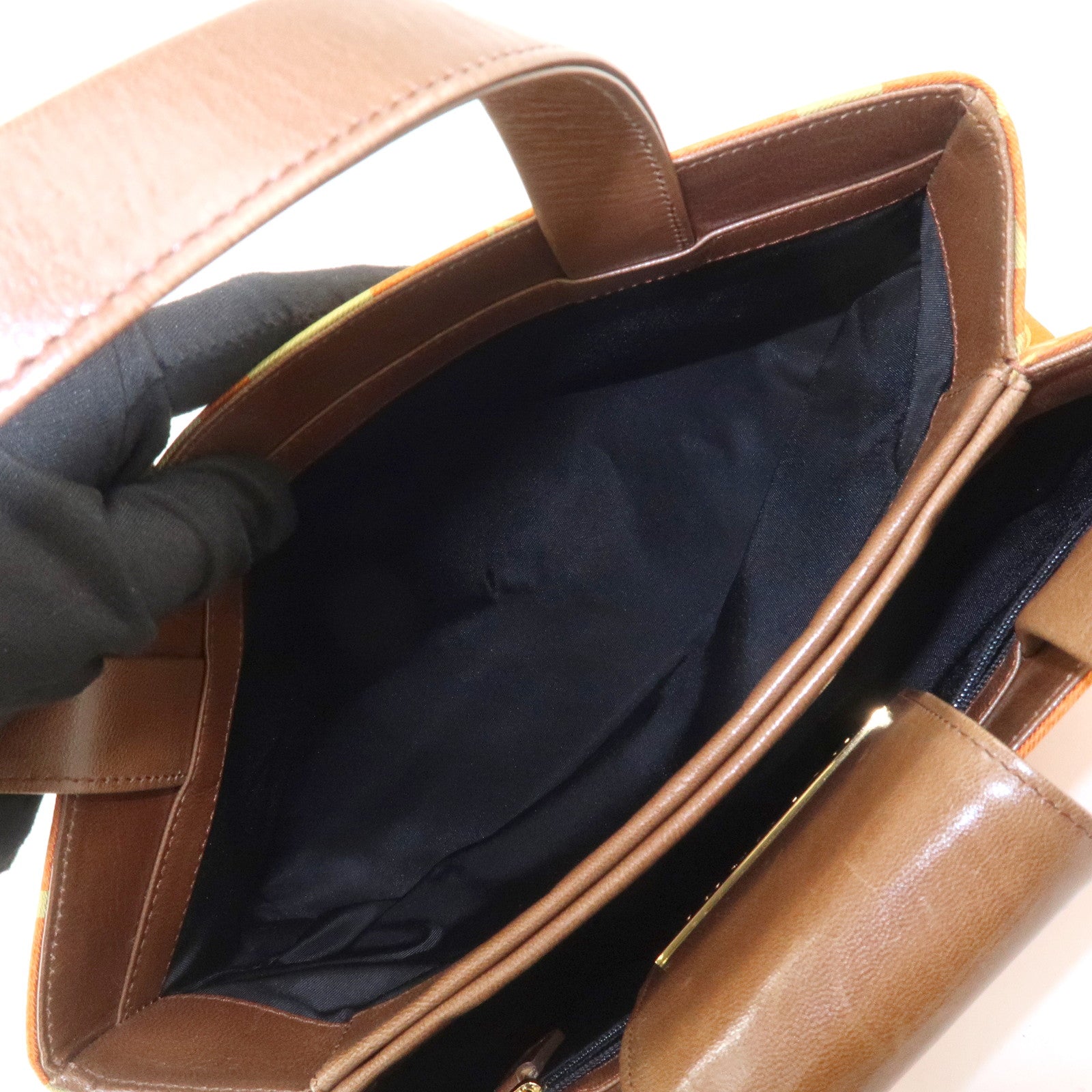 BVLGARI Logo Mania Nylon Leather Shoulder Bag Orange Brown RV EREM