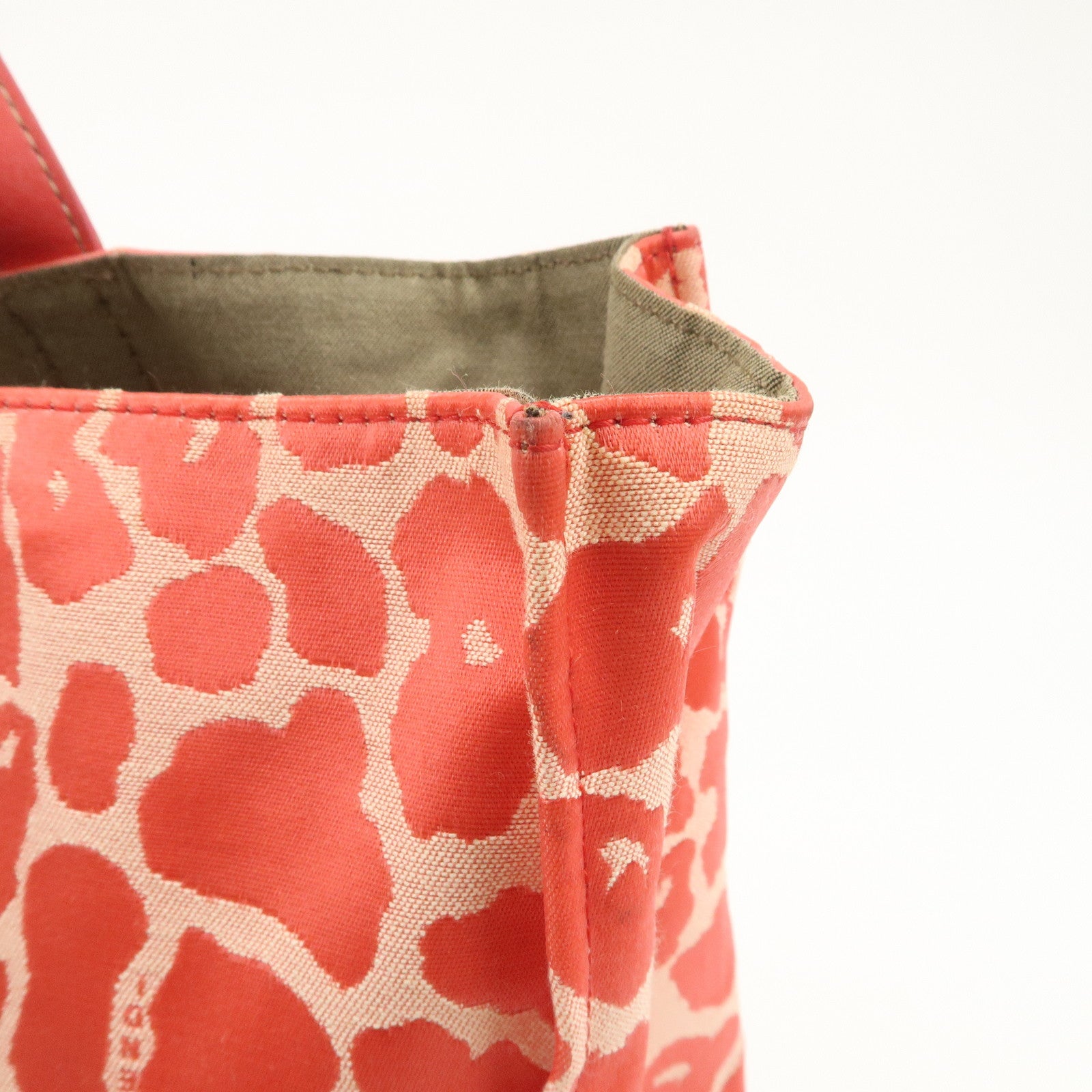 FENDI Canvas Leather Leopard Tote Bag Hand Bag Pink 8BH173