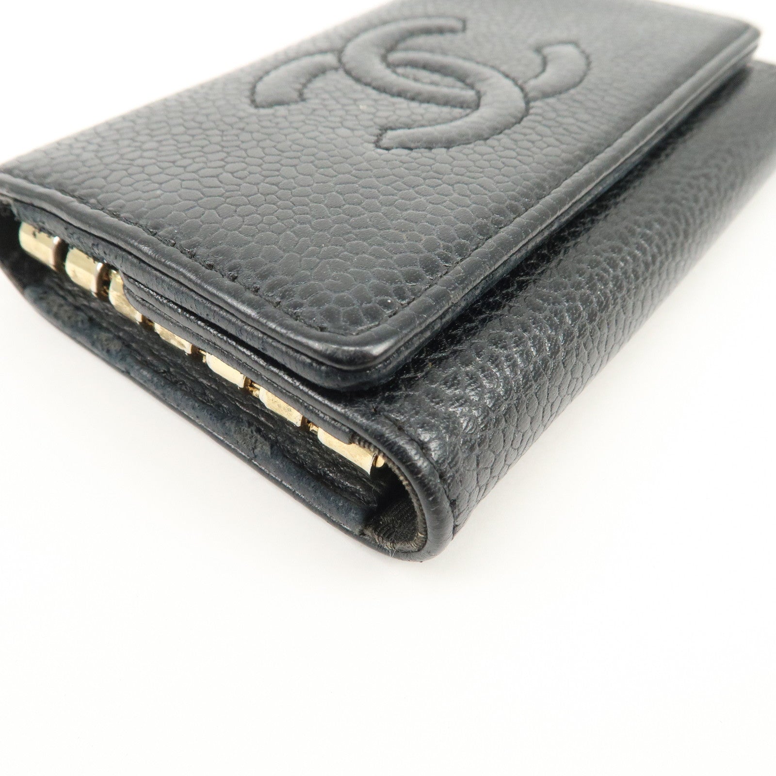 CHANEL COCO Mark Caviarskin 6 Rings Key Case Key Holder A13502