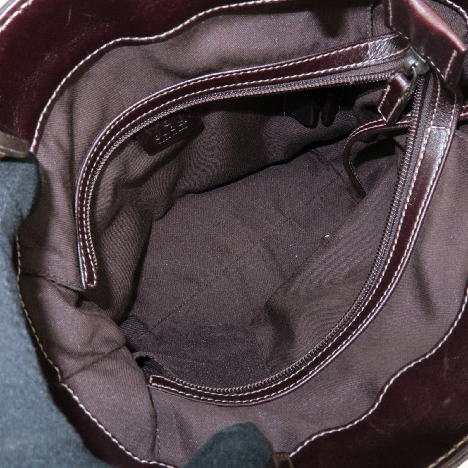 GUCCI GG Canvas Leather Tote Bag Hand Bag Beige Dark Brown 145994 Used