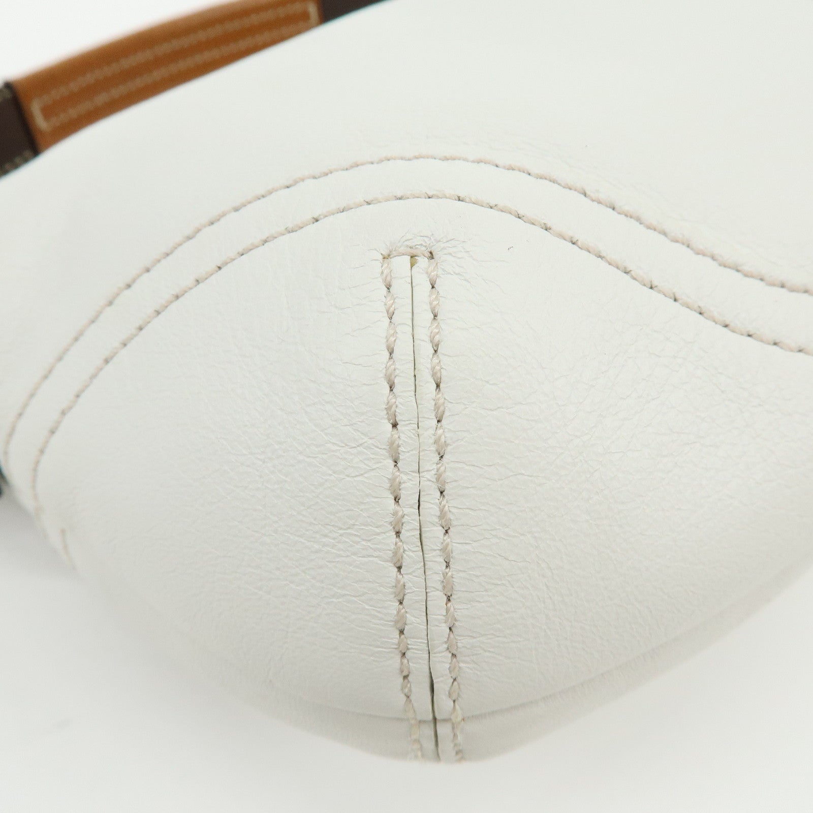 COACH Leather Shoulder Bag Hand Bag White Camel