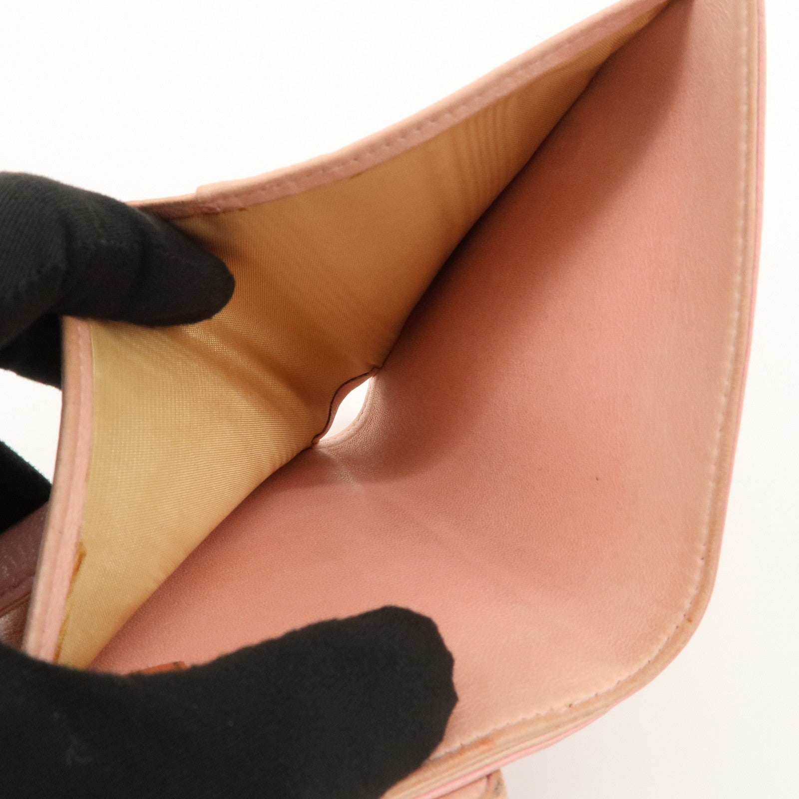 CHANEL COCO Mark Caviarskin Bi-fold Wallet Compact Wallet Pink