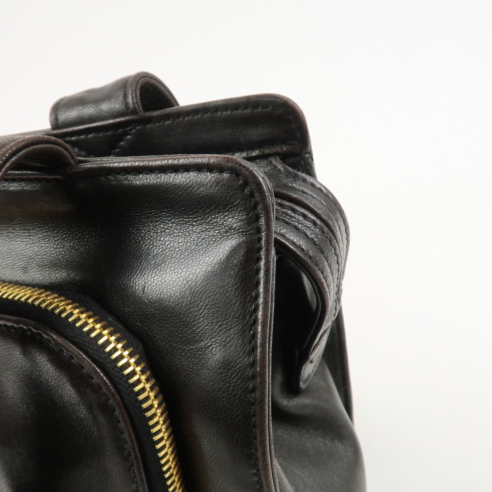 CHANEL COCO Mark Lambskin Tote Bag Shoulder Bag Dark Brown