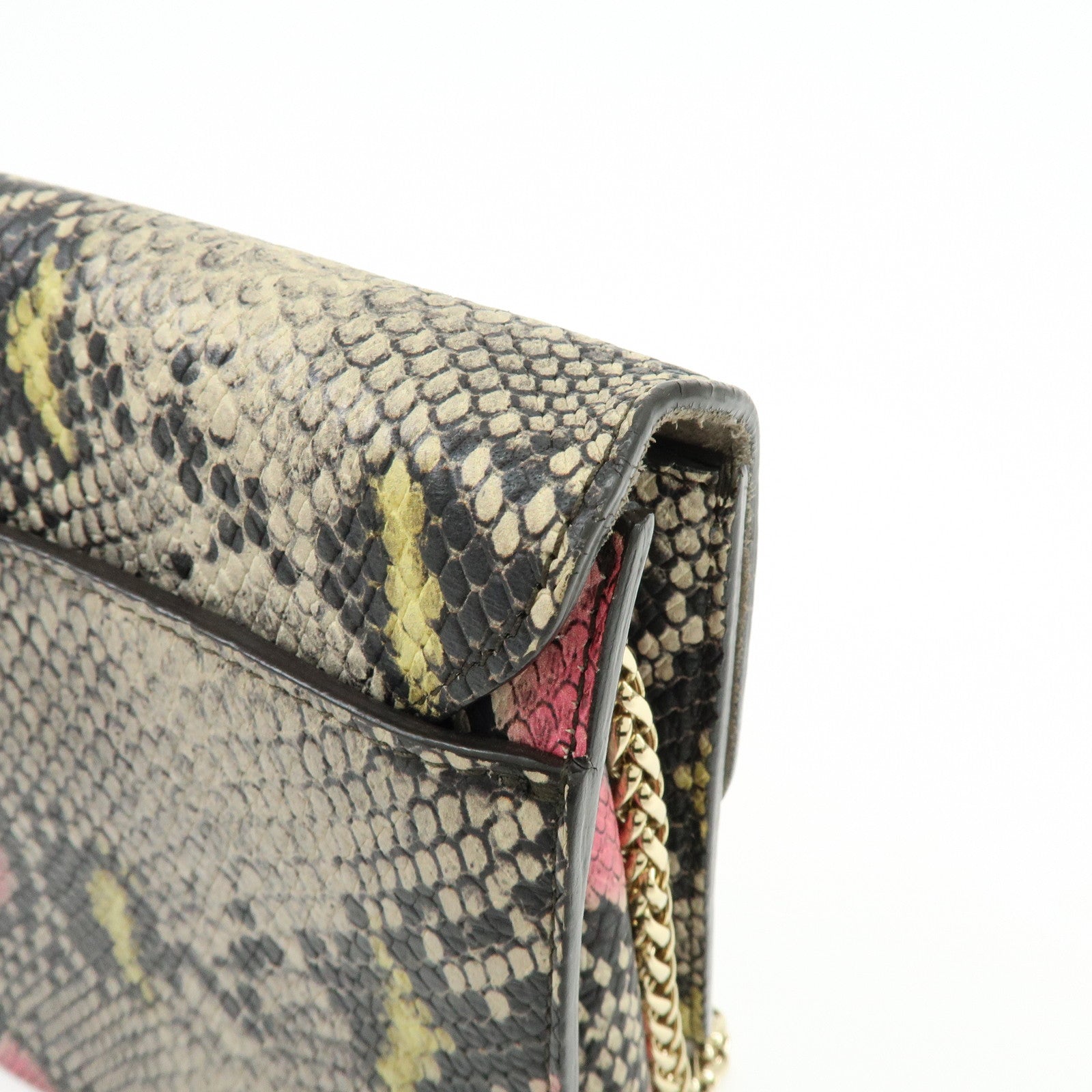 FURLA Metropolis Embossed Leather Chain Shoulder Bag Beige Pink