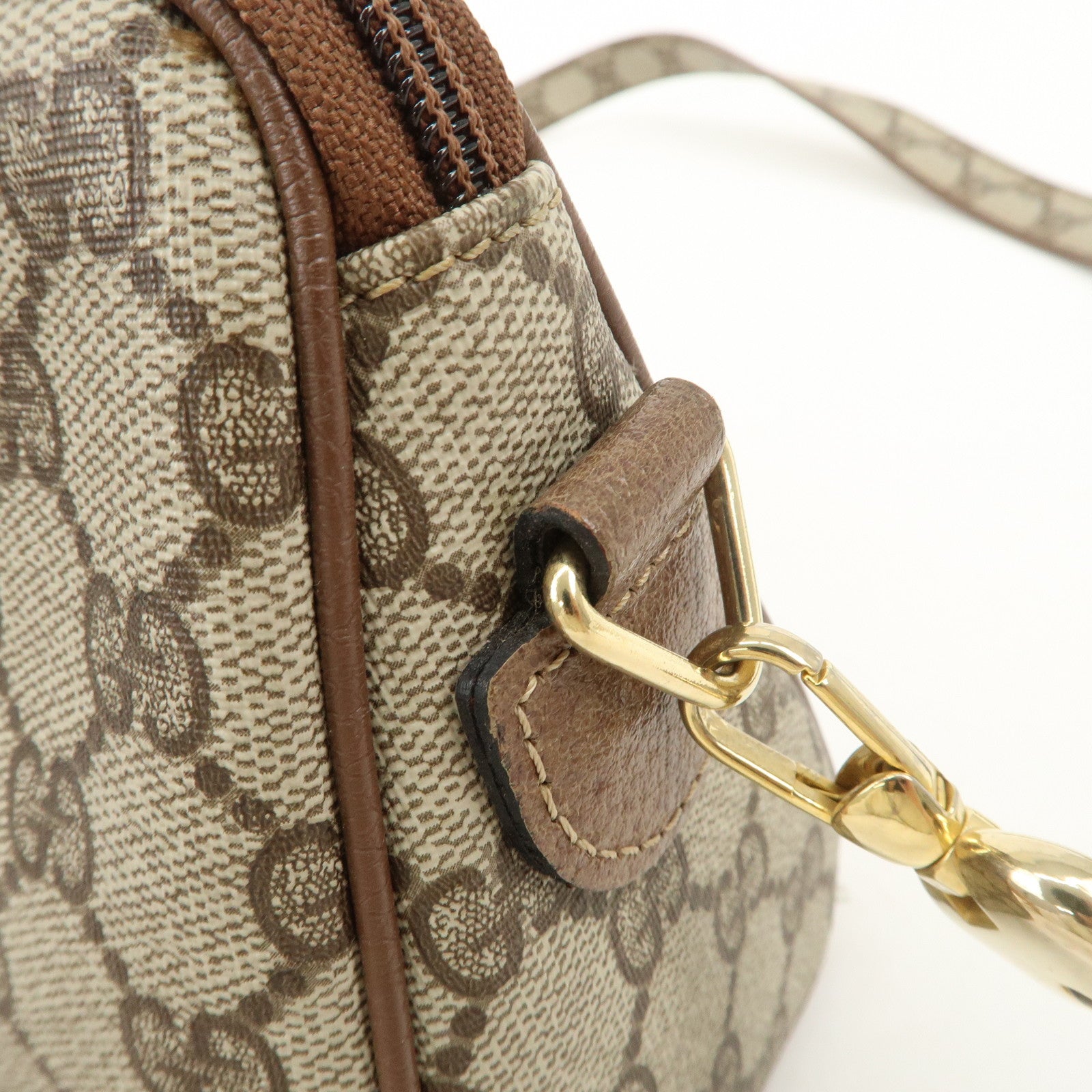 GUCCI Old Gucci GG Plus Leather Shoulder Bag Crossbody Bag Beige Brown Used
