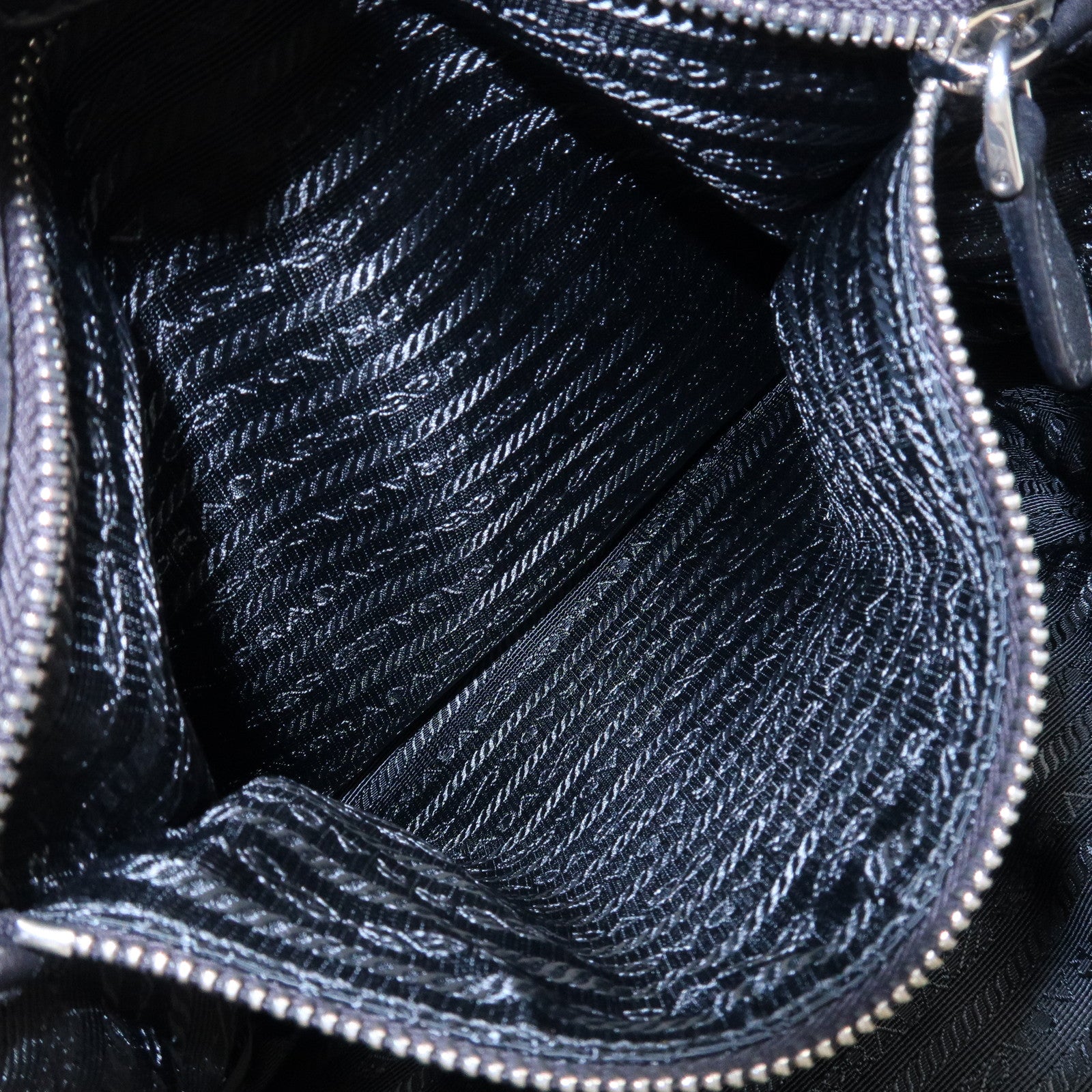 PRADA Logo Leather Shoulder Bag Hand Bag Black BR3974