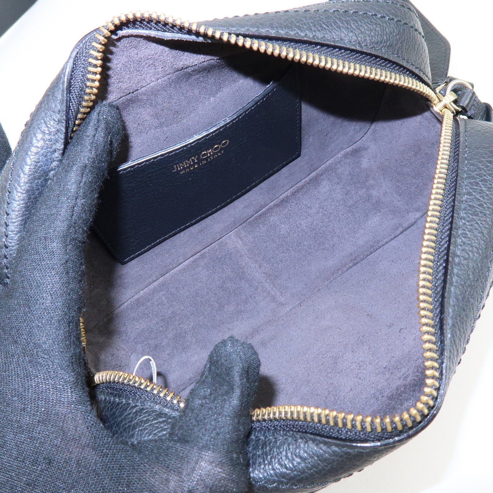 JIMMY CHOO VARENNE Leather Shoulder Bag Crossbody Bag Black