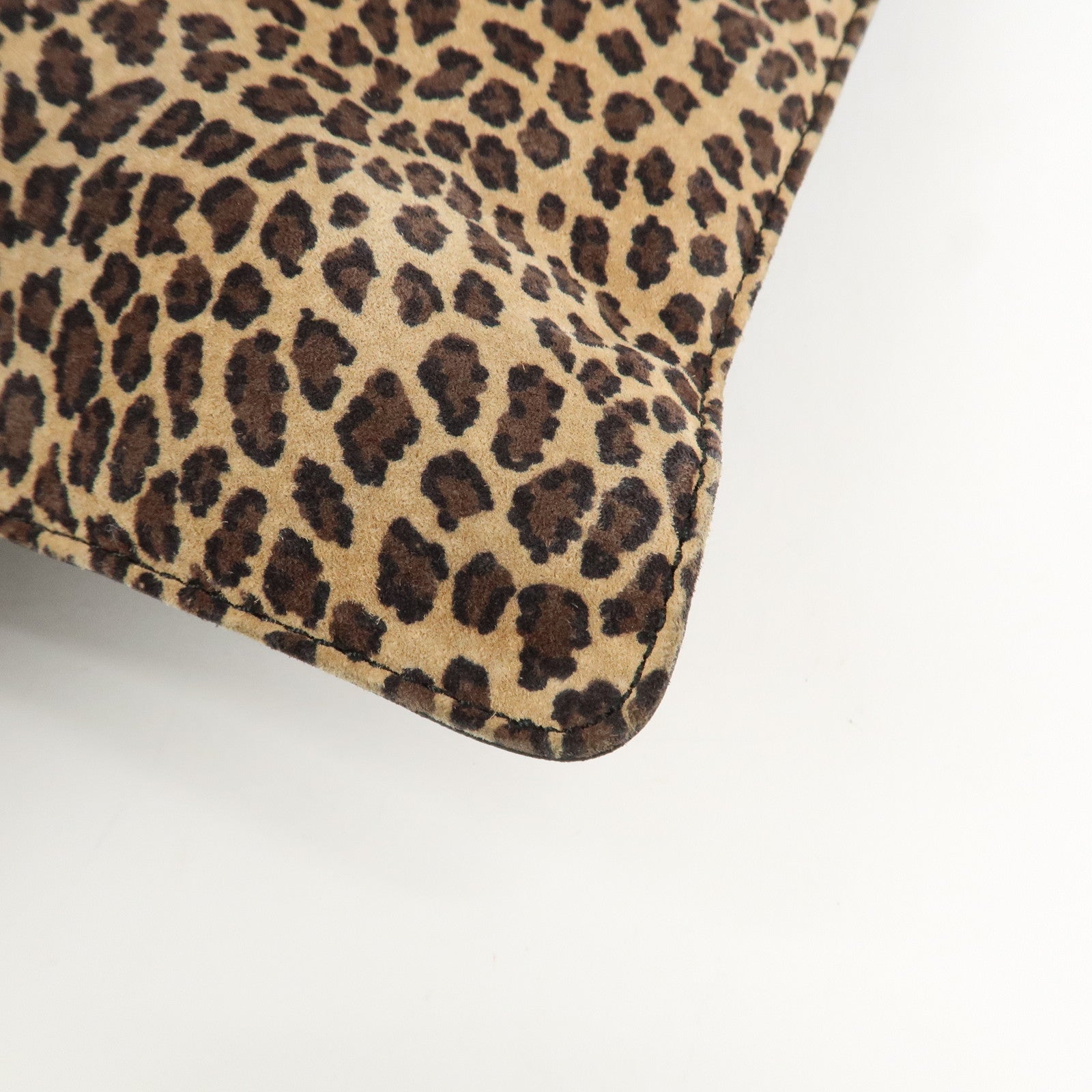 LOEWE Anagram Leather Tote Bag Leopard Black