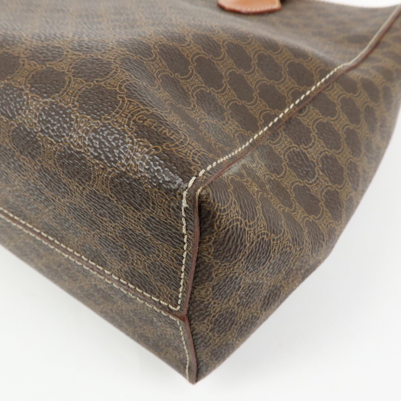 CELINE Macadam PVC Leather Tote Bag Hand Bag Brown