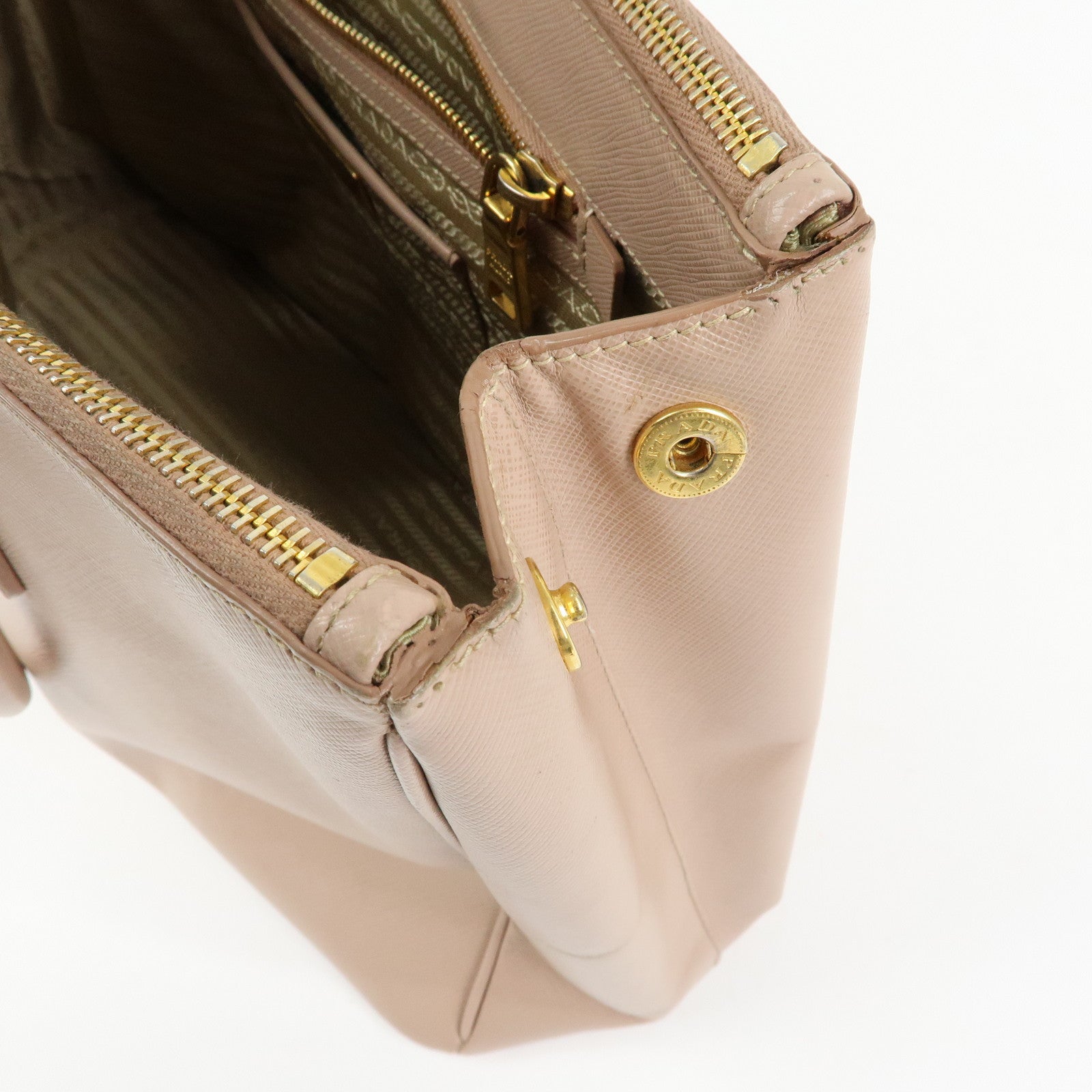 PRADA Triangle Logo Galleria Saffiano Leather Tote Hand Bag Pink