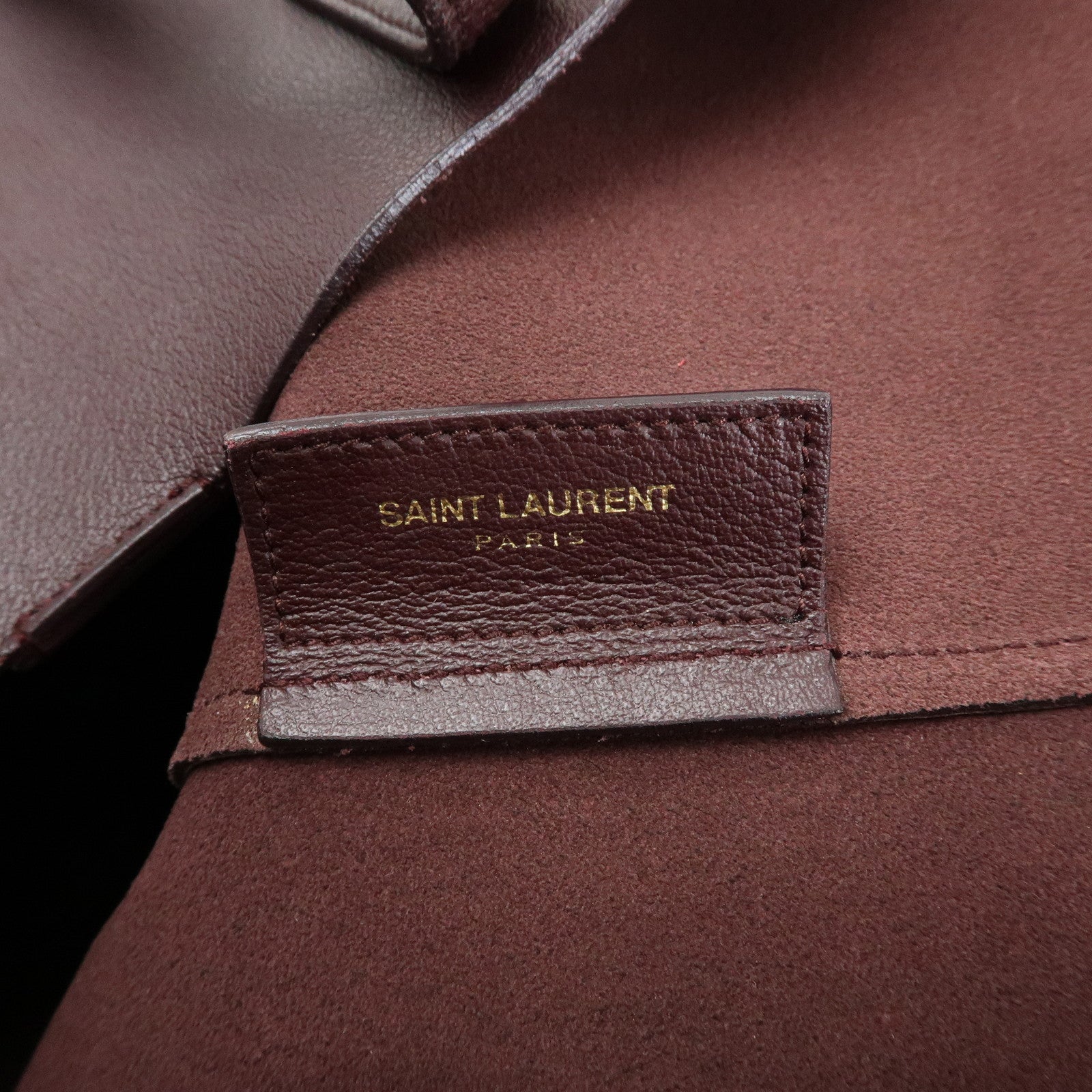 SAINT LAURENT PARIS Calf Leather Tote Shoulder Bag Bordeaux 394195