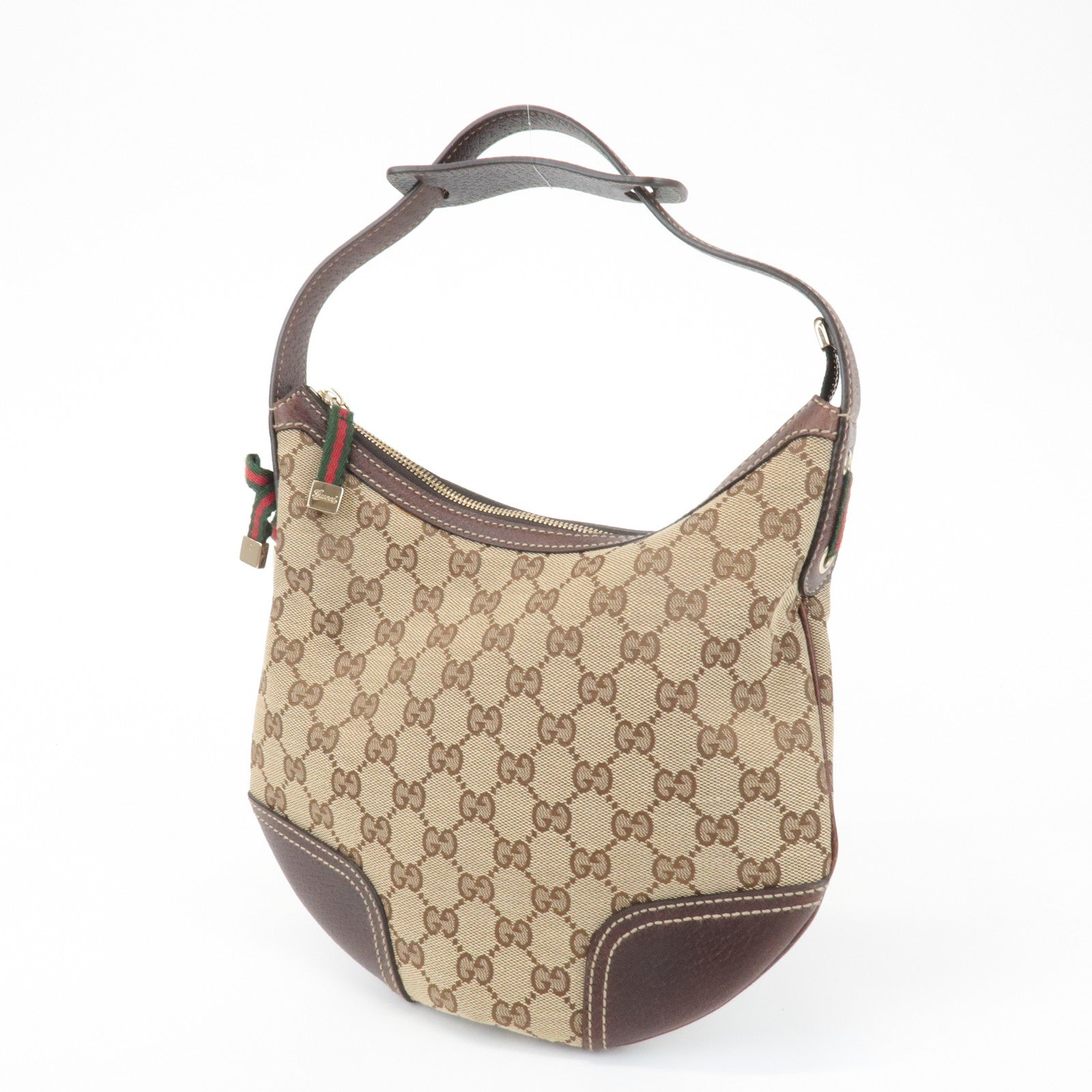 GUCCI Sherry Princy GG Canvas Leather Shoulder Bag Beige Brown 162895 Used