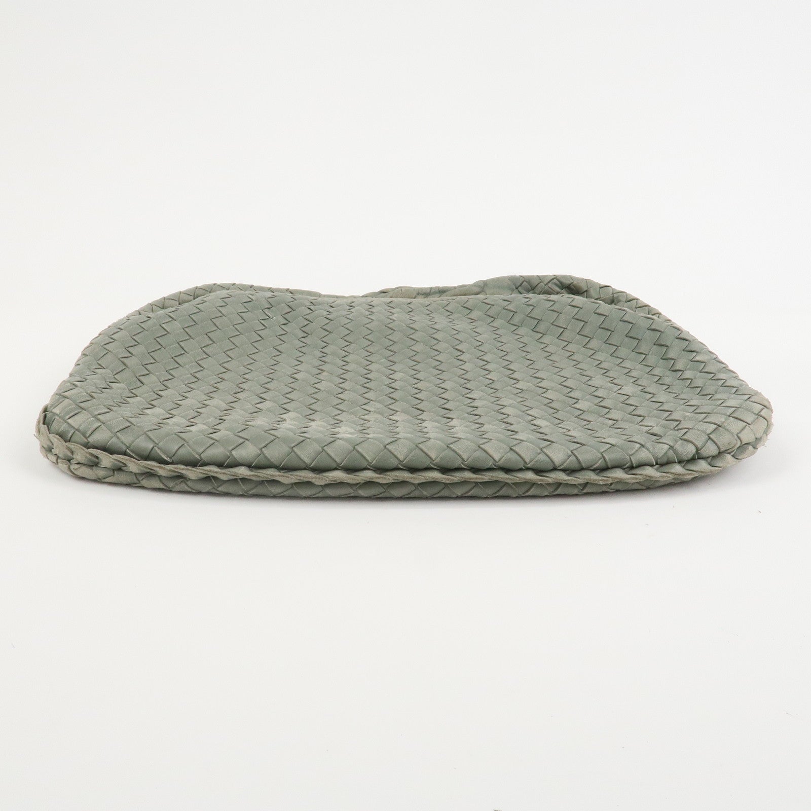 BOTTEGA VENETA Hobo Intrecciato Leather Shoulder Bag Hand Bag Grey