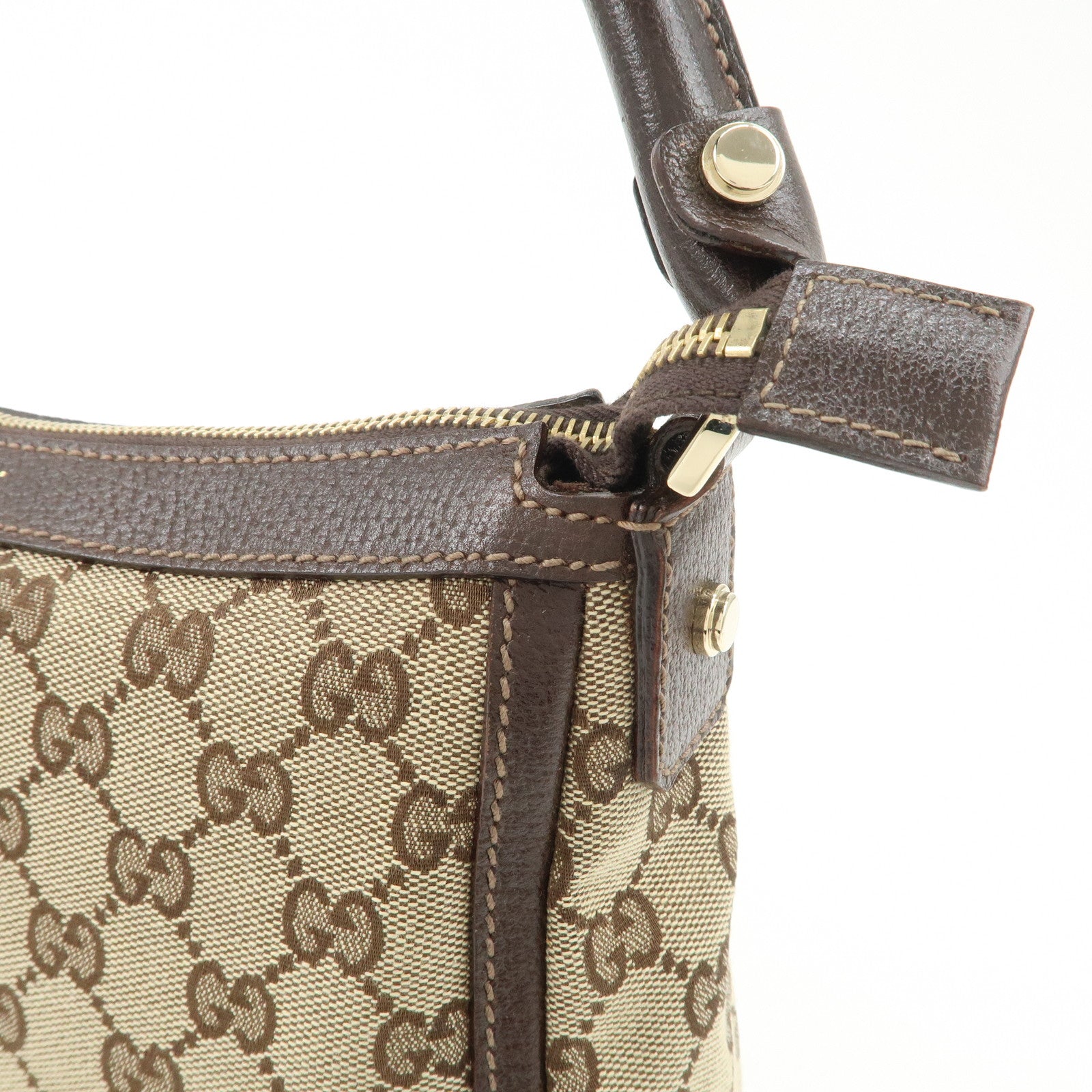 GUCCI GG Canvas Shoulder Bag Hand Bag Beige Brown 146244