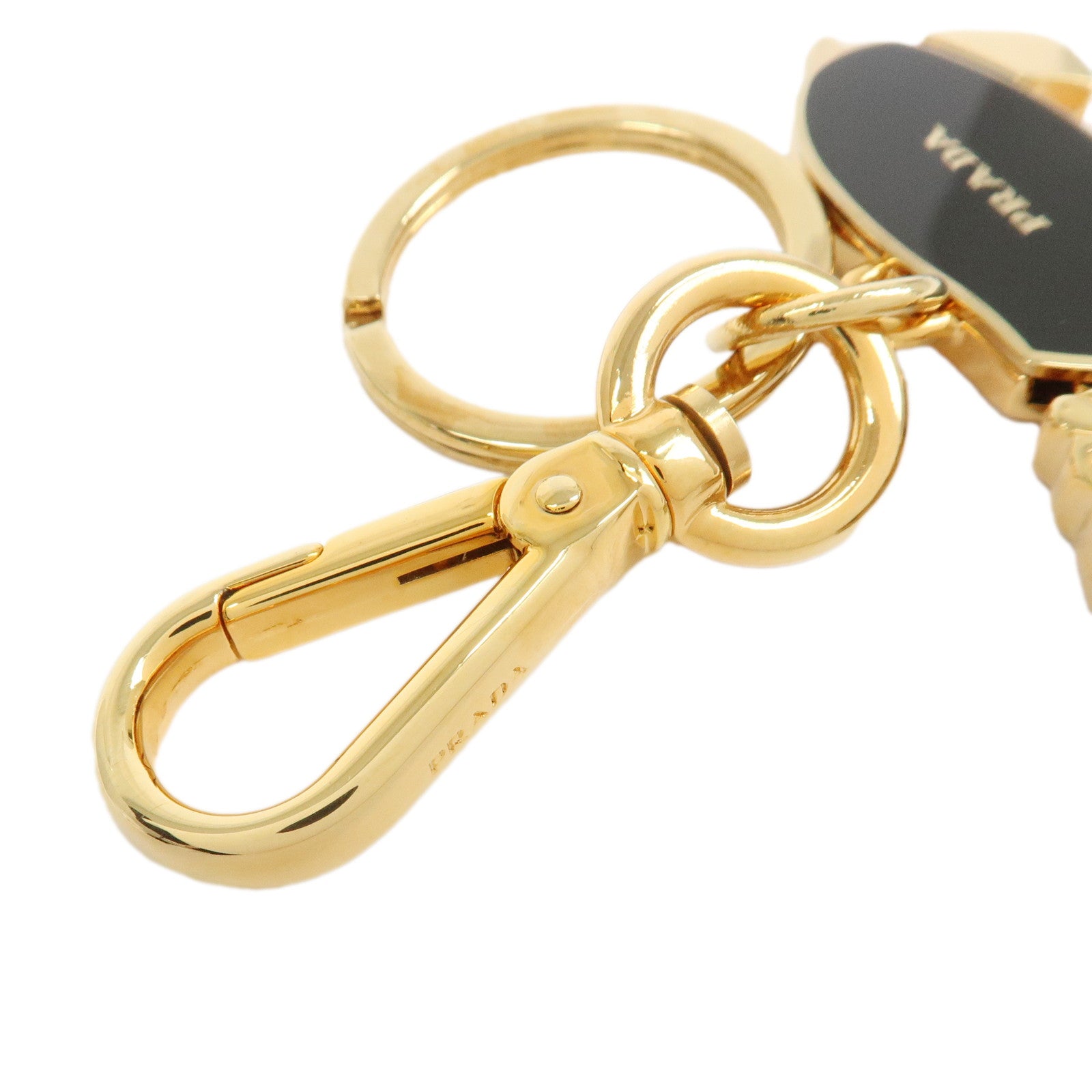 PRADA Hippopotamus Metal Bag Charm Key Charm Black Gold