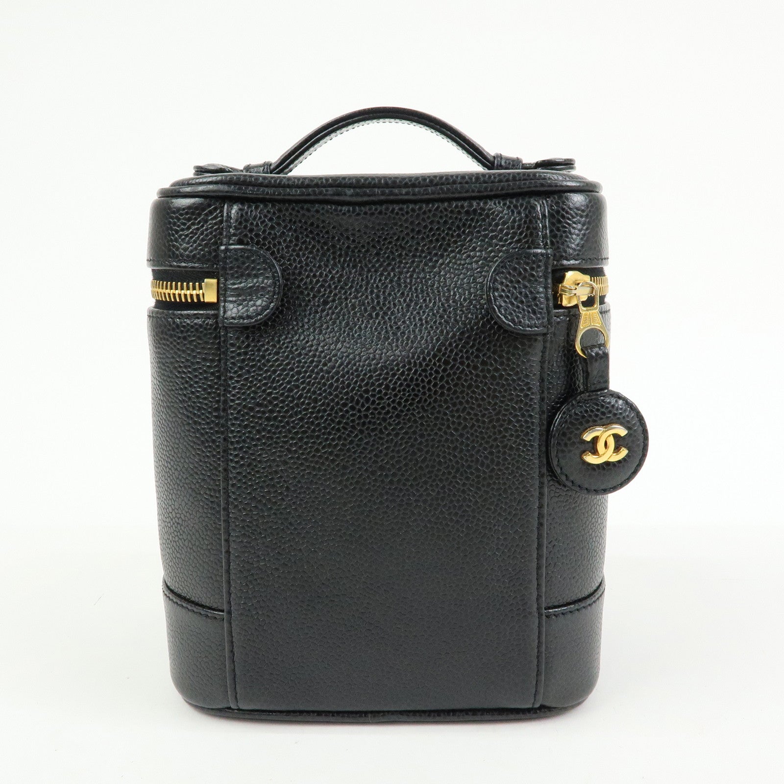 CHANEL COCO Mark Caviarskin Vanity Bag Hand Bag Black A01998