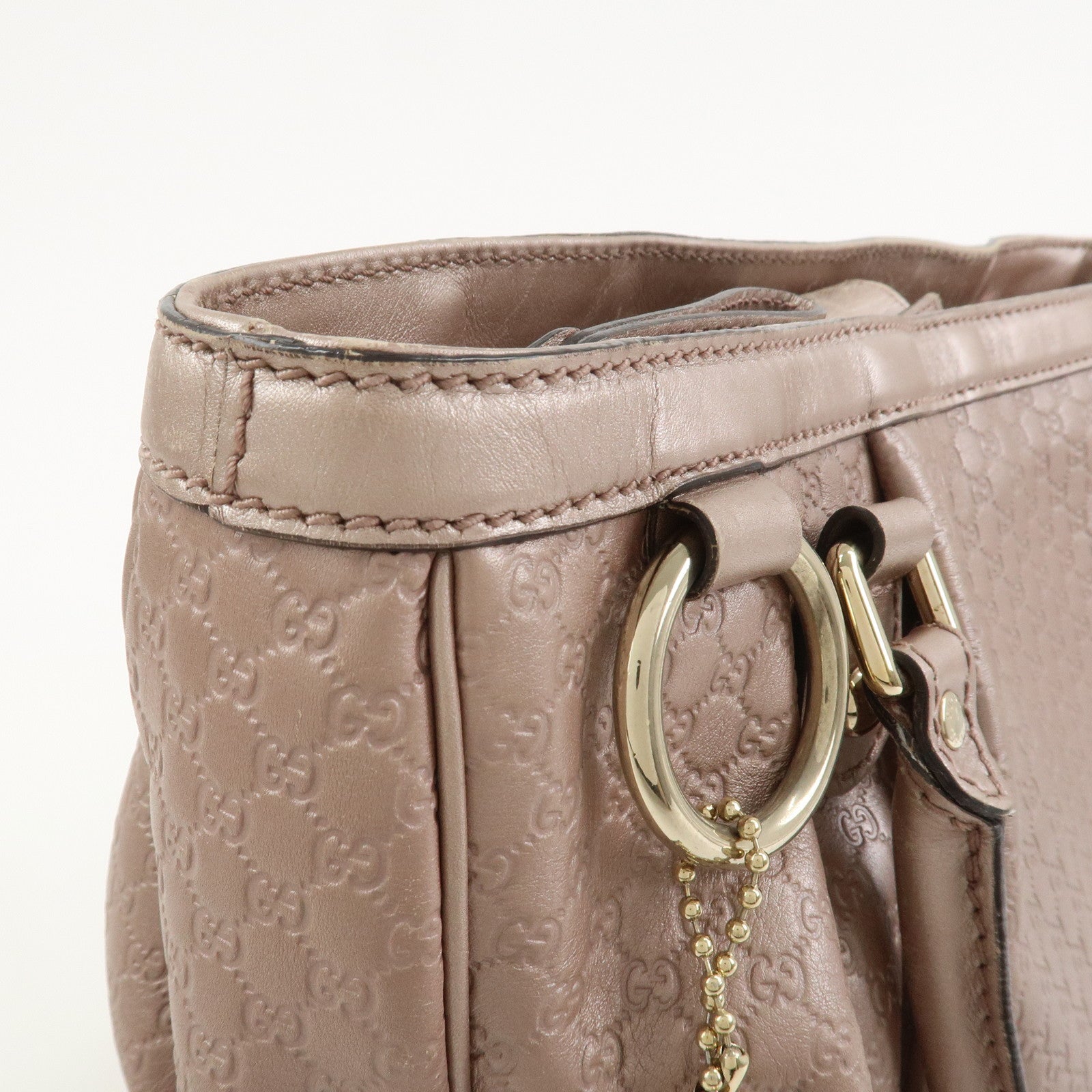 GUCCI Micro Guccissima Leather Shoulder Bag Metallic Pink 296835